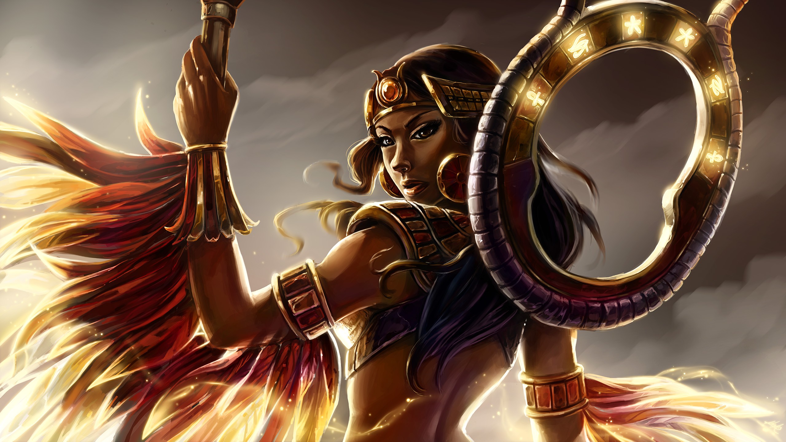 Smite Isis Fantasy Girl Fantasy Art PC Gaming Video Games 2014 Year 2560x1440
