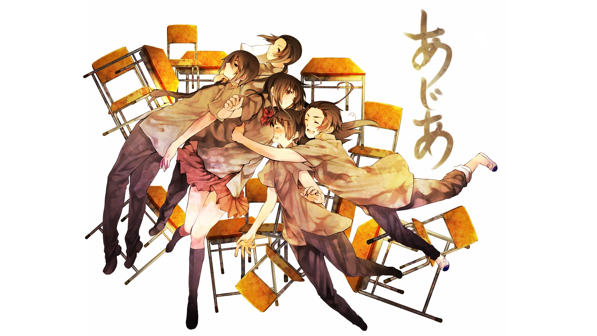 Anime Anime Boys Anime Girls School Uniform Axis Powers Hetalia White Background Typography 1920x1080