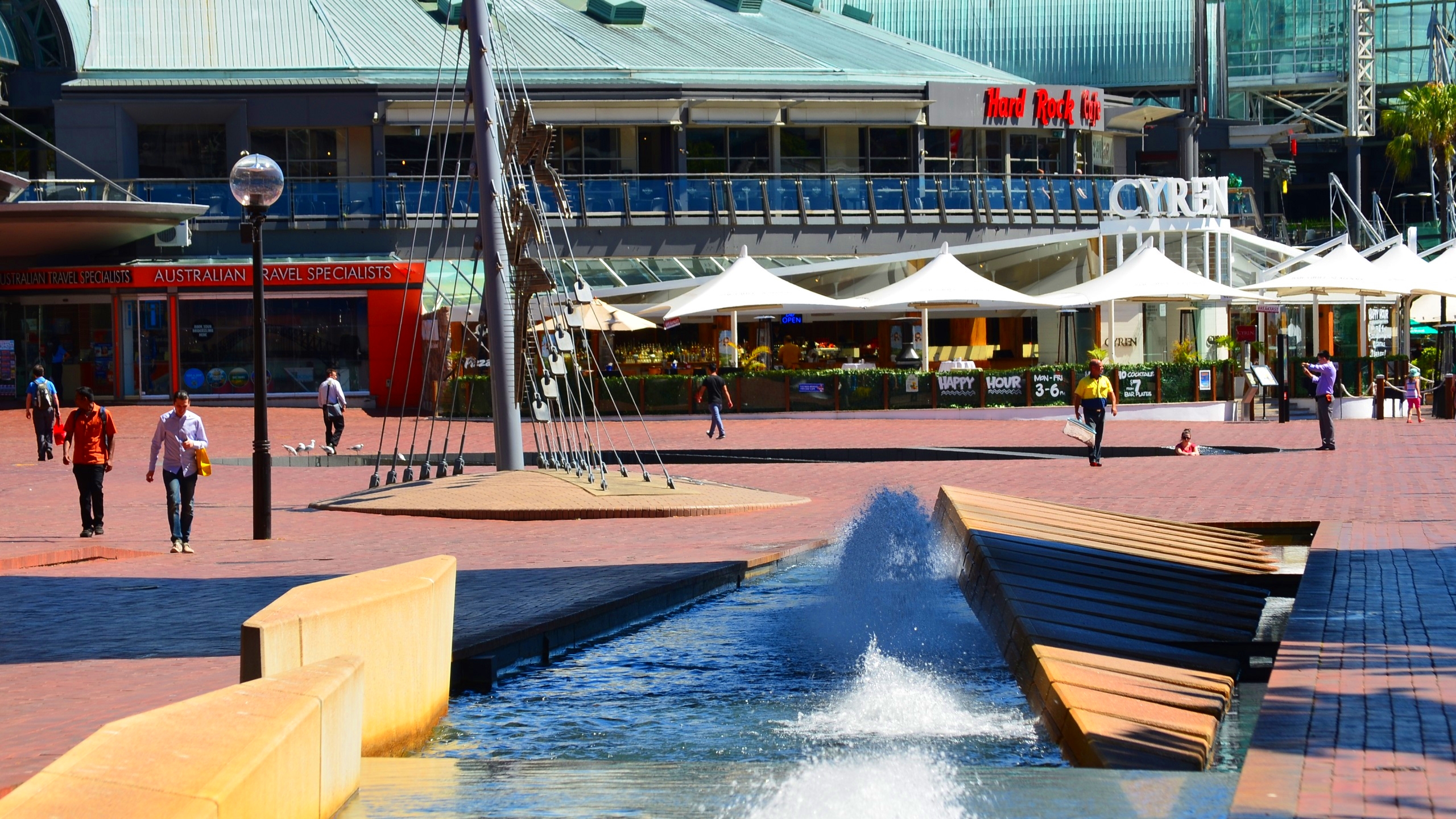 Darling Harbour Sydney Australia Building Shop People 2560x1440