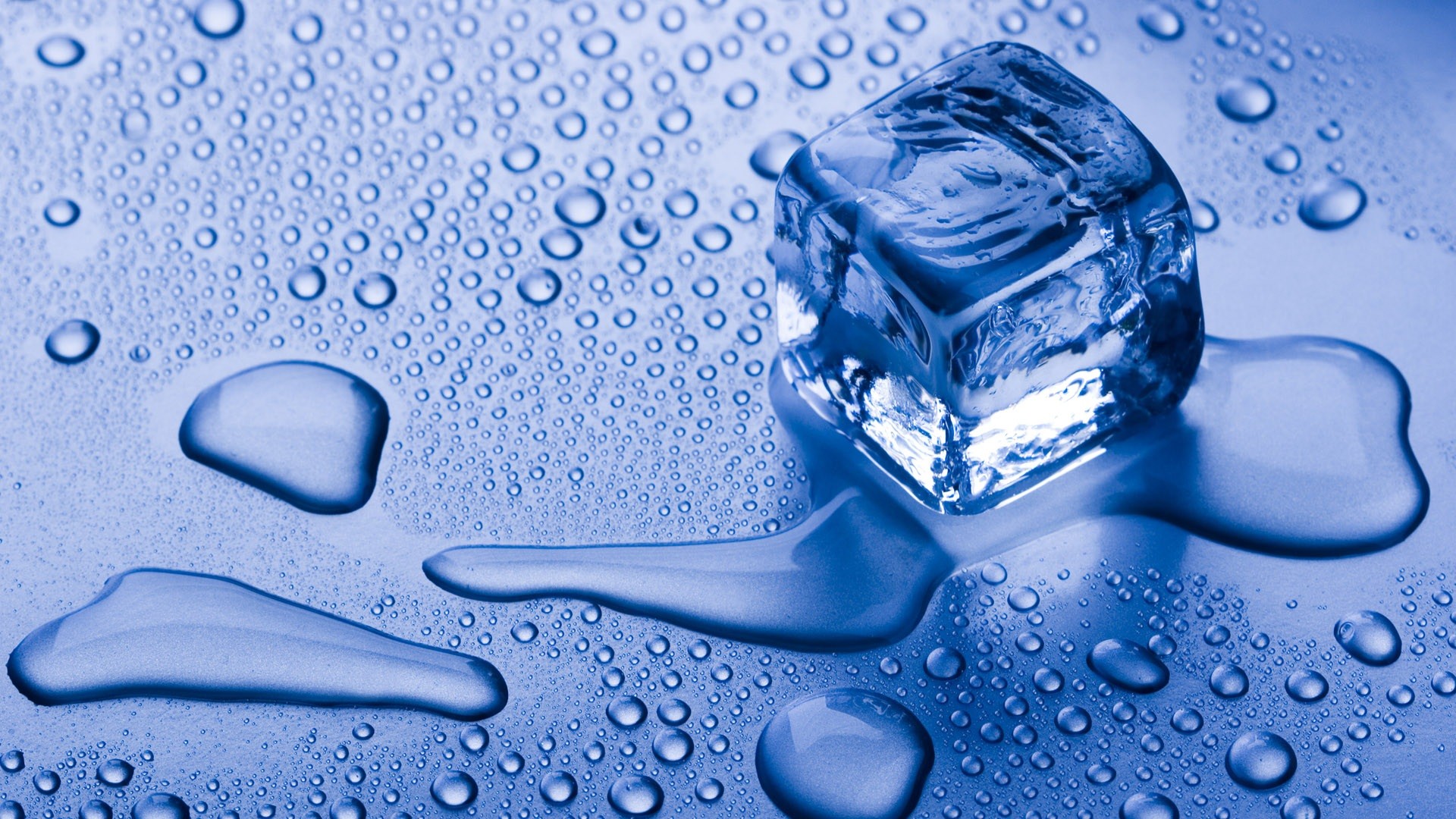 Ice Water Drops Blue Ice Cubes Wet Melting 1920x1080