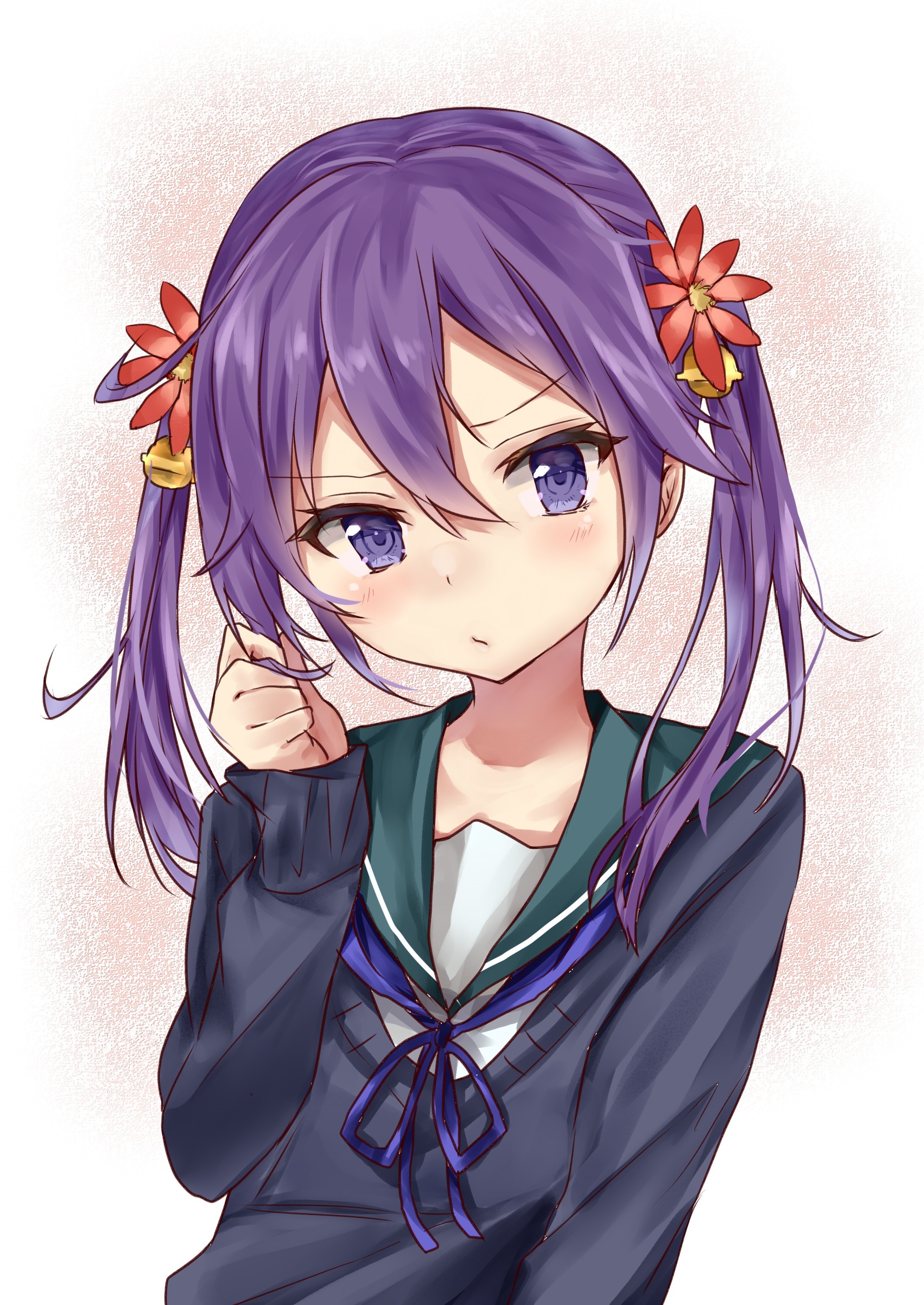 Anime Anime Girls Kantai Collection Akebono KanColle Sweater Purple Hair Purple Eyes 2149x3035