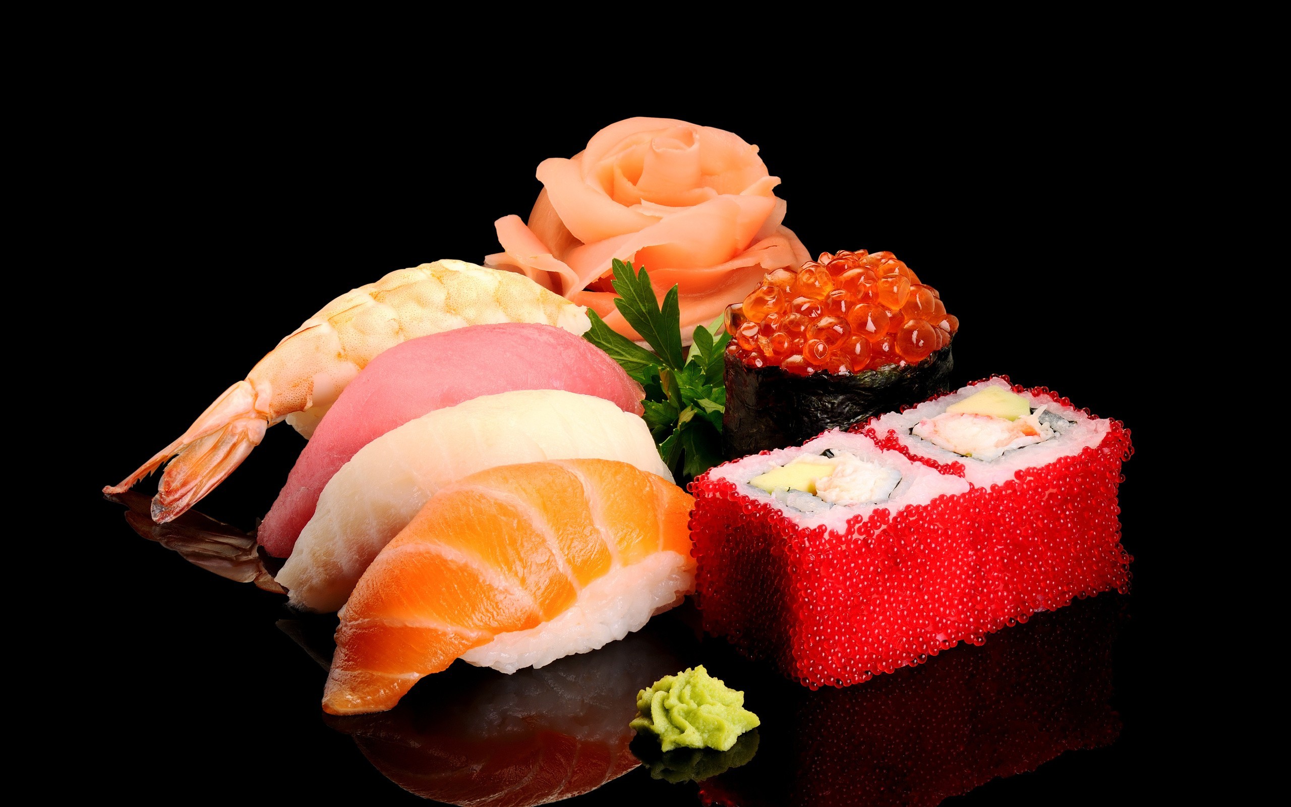 Sushi Food Caviar Colorful Traditional Foods 2560x1600