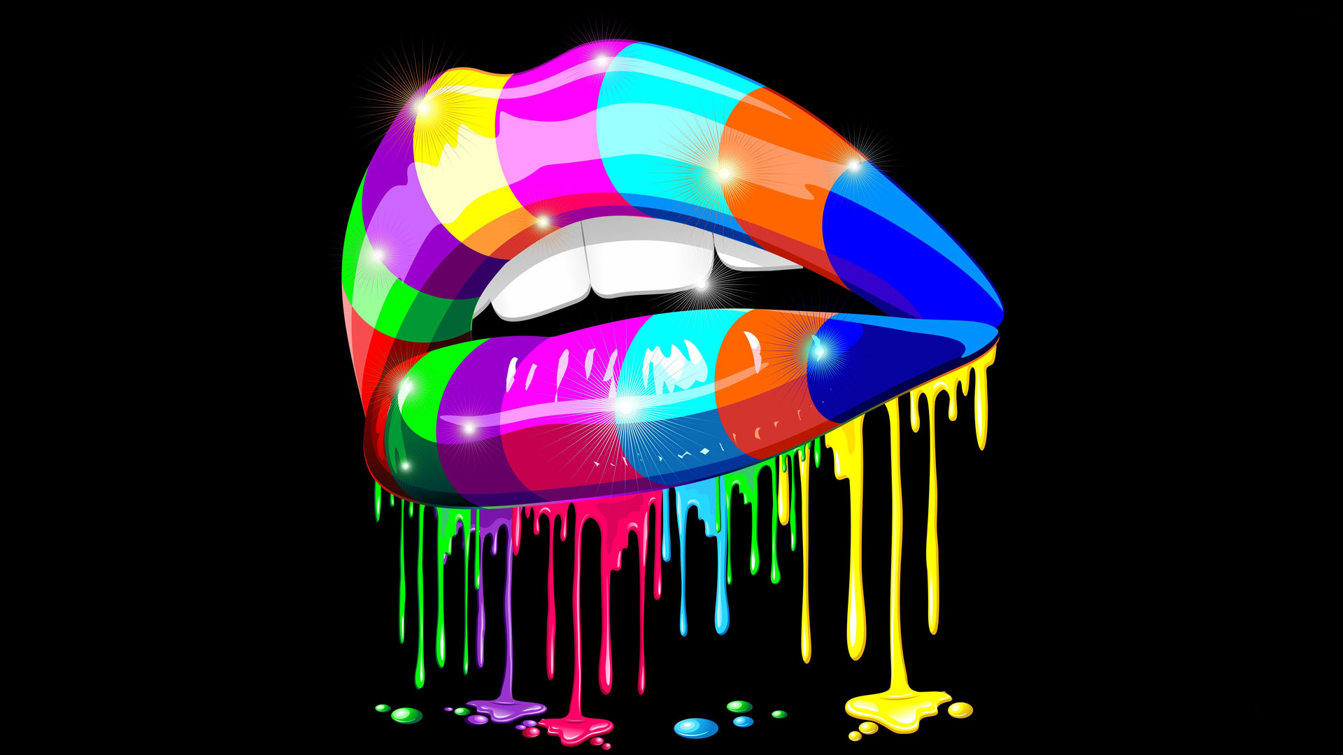 Lips Rainbow Colorful Paint 1920x1080