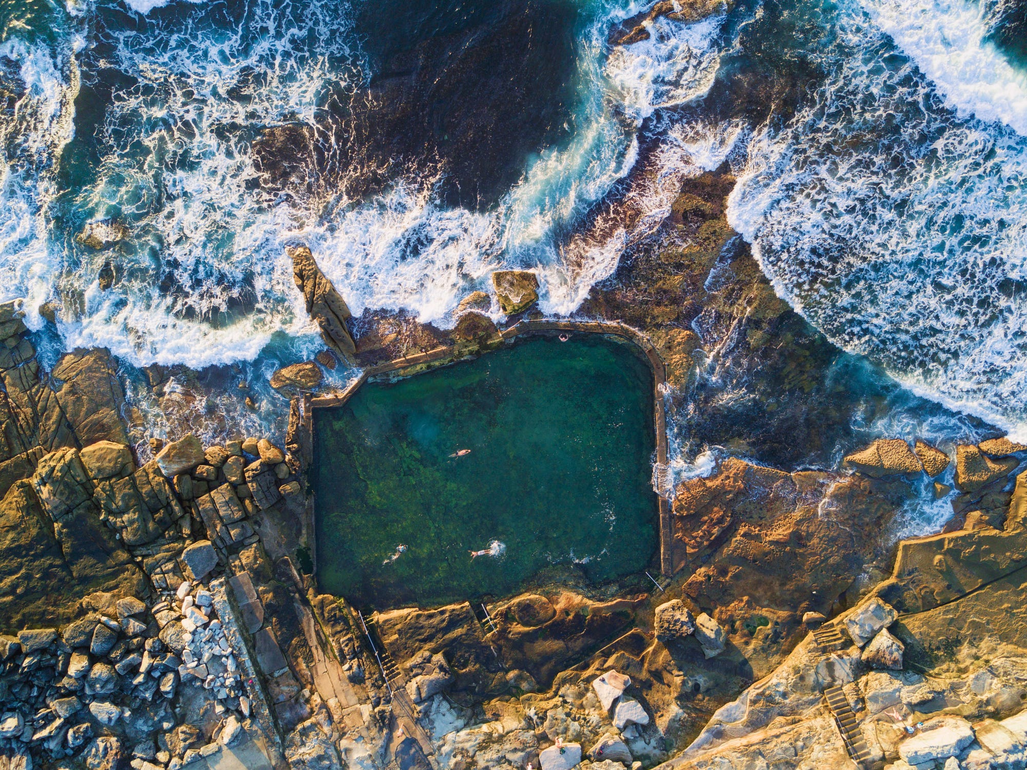 Nature Landscape Australia Waves Swimming Rocks South Australia Aerial View 2000x1499