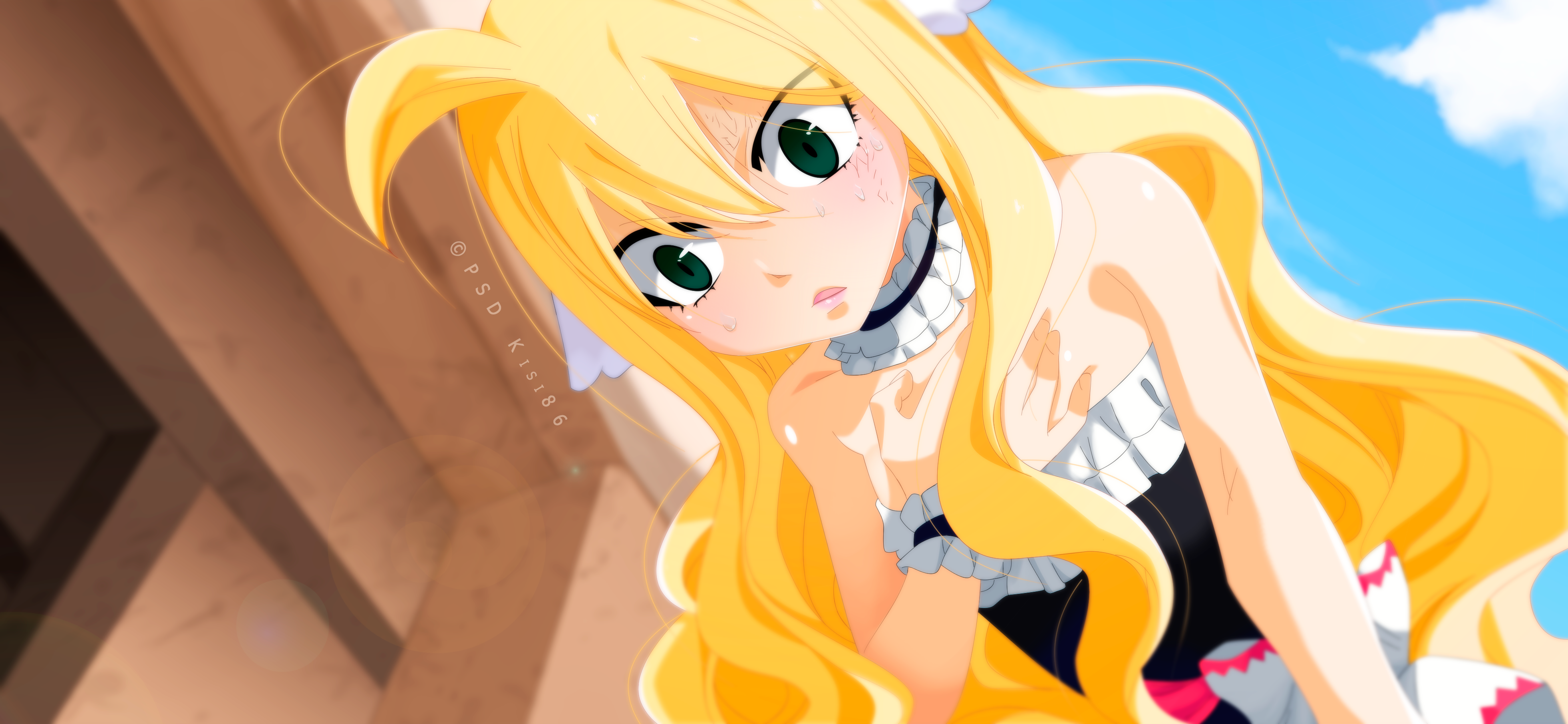 Fairy Tail Mavis Vermilion Anime Girls Anime Green Eyes Blonde 3925x1812