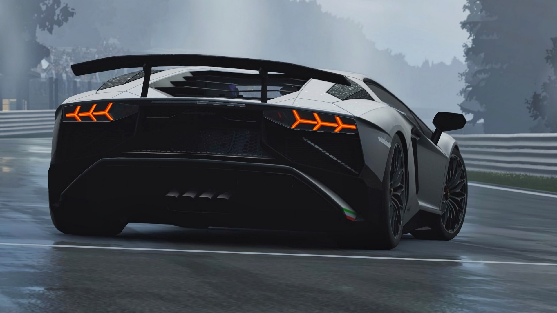 Lamborghini Sports Car Car Supercars Black Cars Vehicle Forza Horizon Video Games Exhaust Pipes 1920x1080
