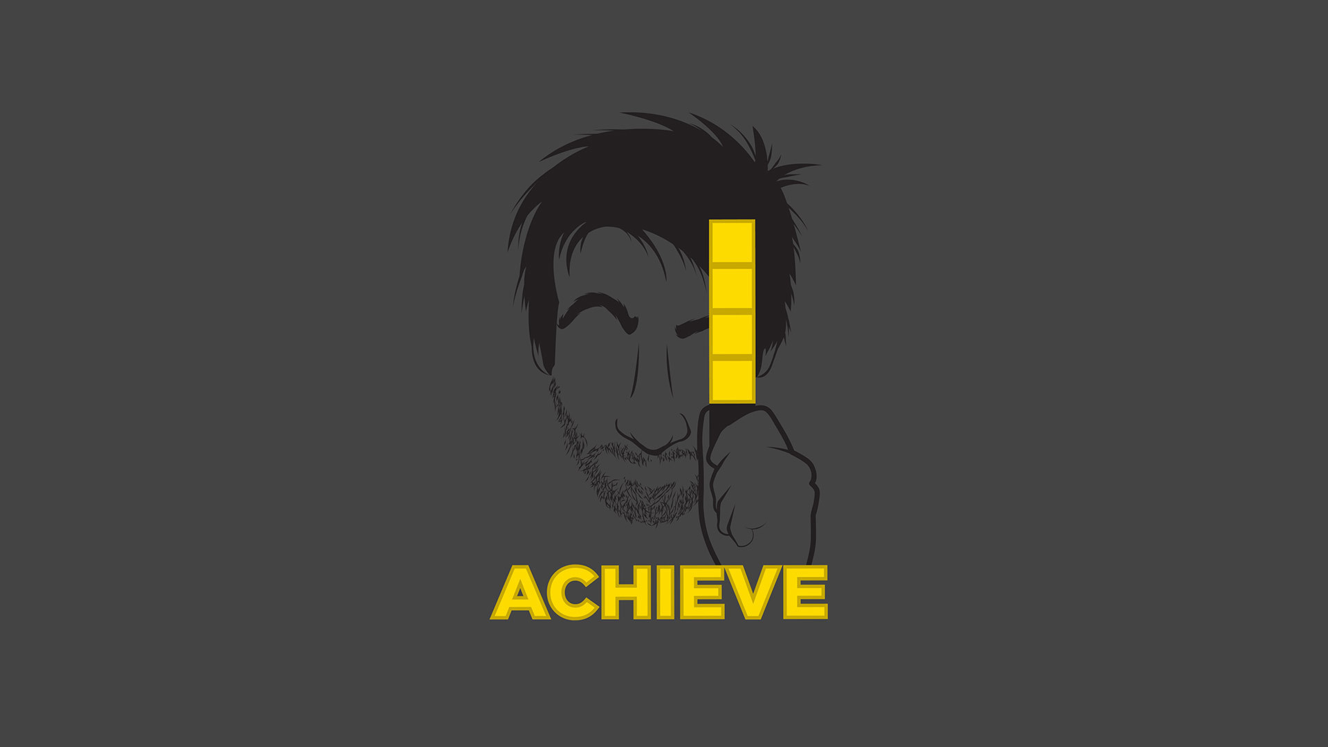 AH Achievement Hunter Achieve Rooster Teeth Yellow Gray Background Frontal View 1920x1080