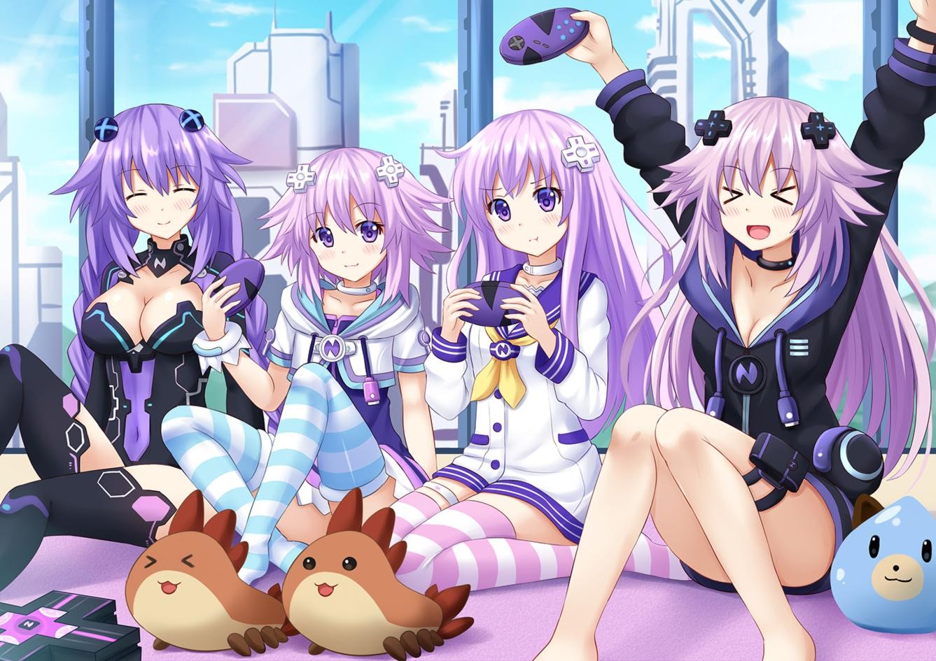 Anime Anime Girls Hyperdimension Neptunia Purple Heart Purple Hair Hair Ornament Long Hair 1337x945