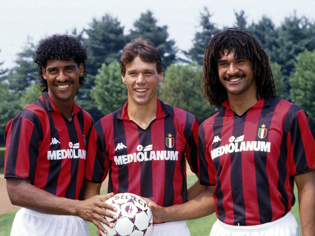 Footballers Soccer AC Milan Marco Van Basten Frank Rijkaard Ruud Gullit 1024x768