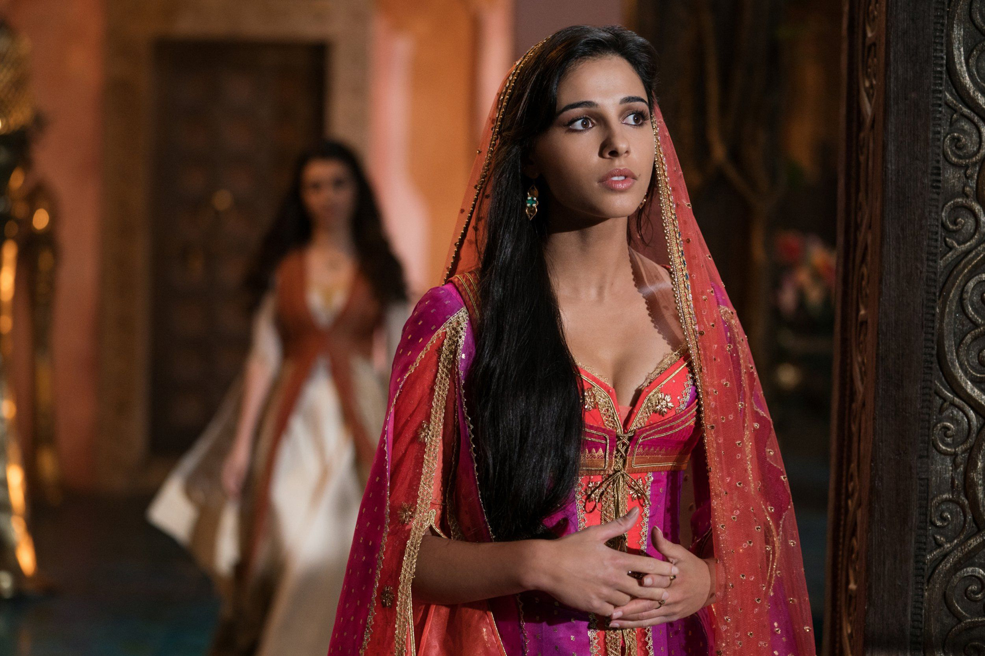 Naomi Scott Women Actress Movies Aladdin Brunette Long Hair Film Stills Jasmine 1920x1280