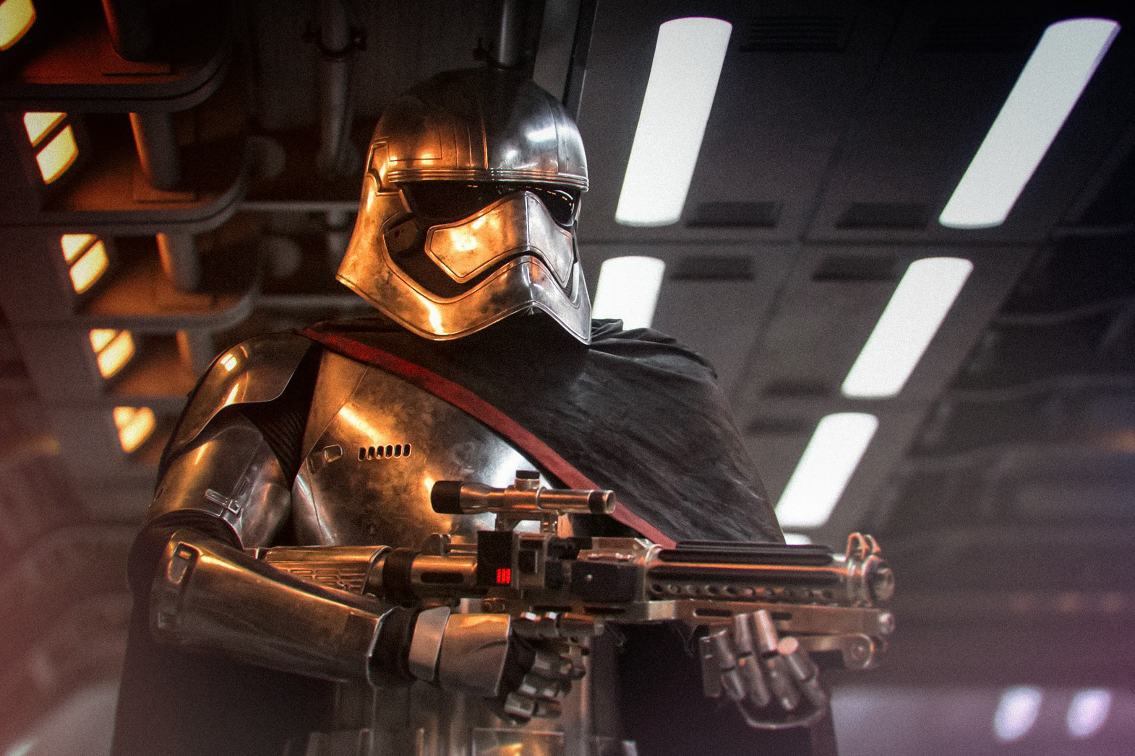 Star Wars Stormtrooper Armor Blaster Science Fiction Futuristic Star Wars The Force Awakens Captain  3840x2560