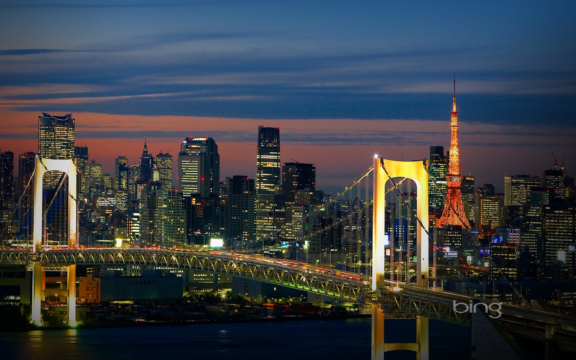 Cityscape Rainbow Bridge Tokyo Tower City Lights Skyscraper Tokyo 1920x1200