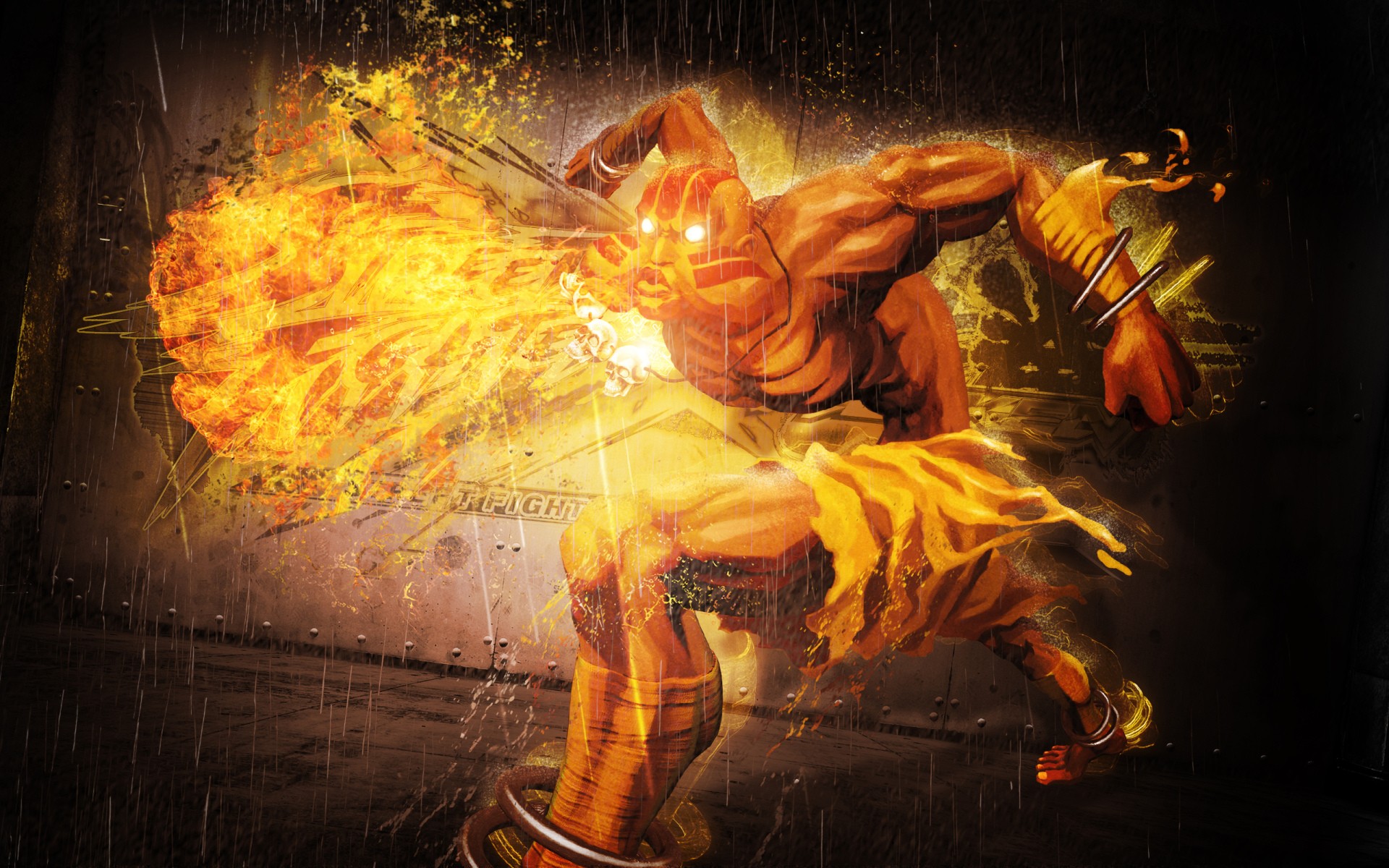 Street Fighter Video Games Dhalsim Fire Yellow Warrior Video Game Art Yoga Pose 1920x1200