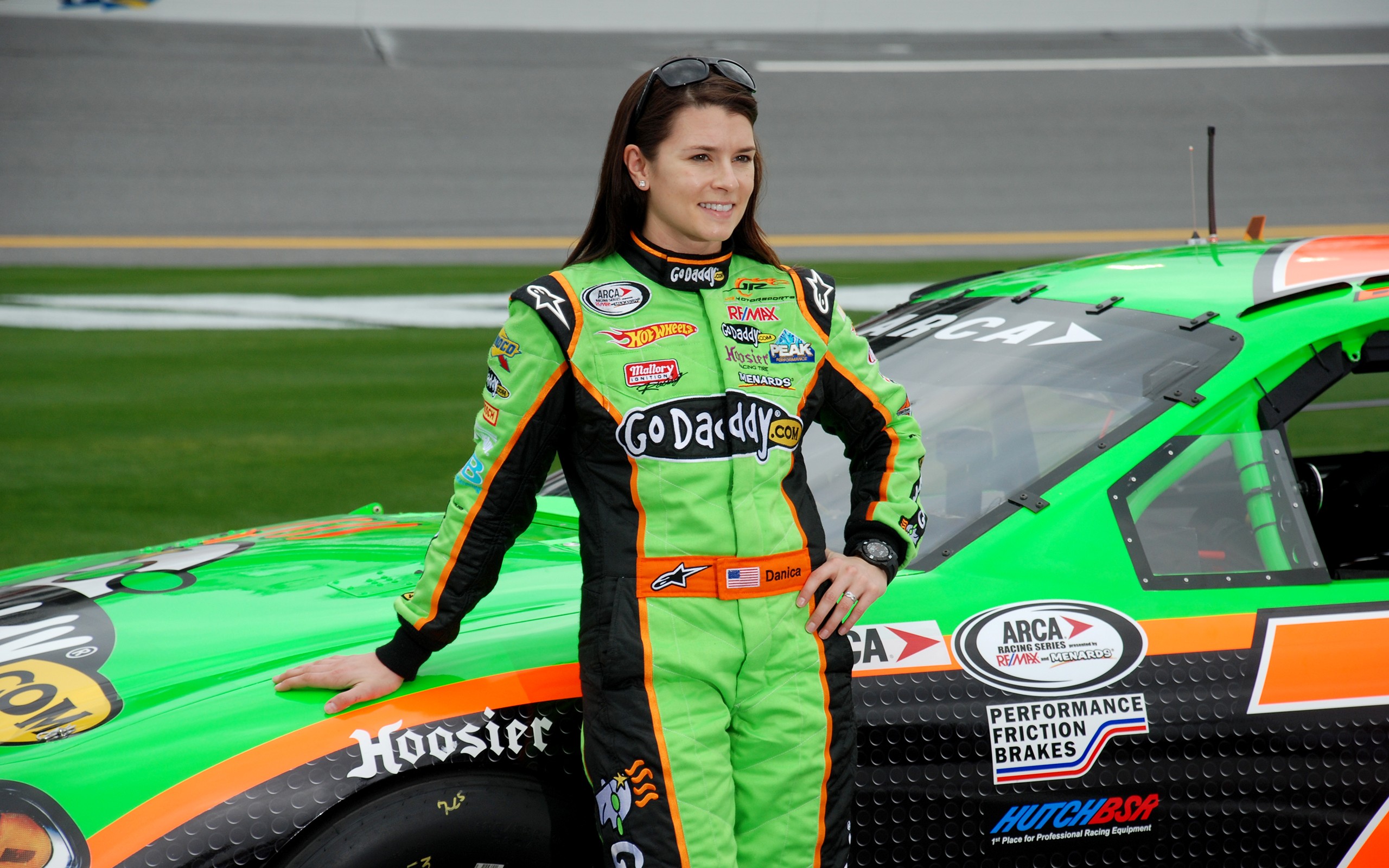 Nascar Racing Women Brunette Driver Smiling Women With Cars 2560x1600