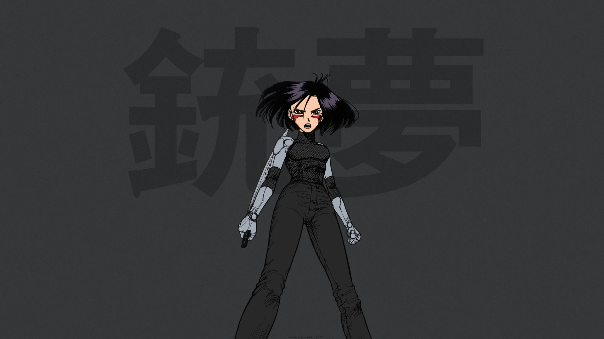 Yukito Kishiro Battle Angel Alita GUNNM Gally Alita Short Hair Weapon Cyborg Warrior Anime Girls Ani 1920x1080