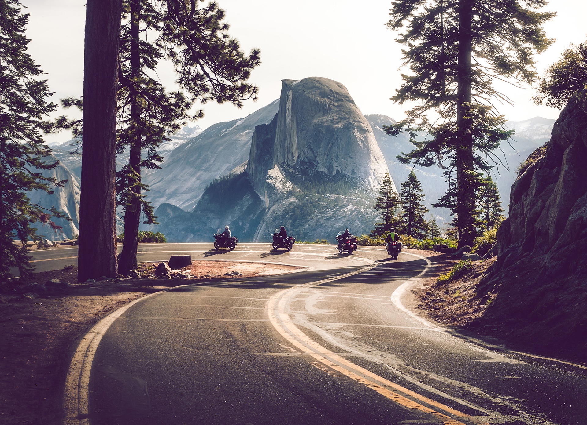 Photography Road Yosemite National Park Motorcyclist 1920x1392
