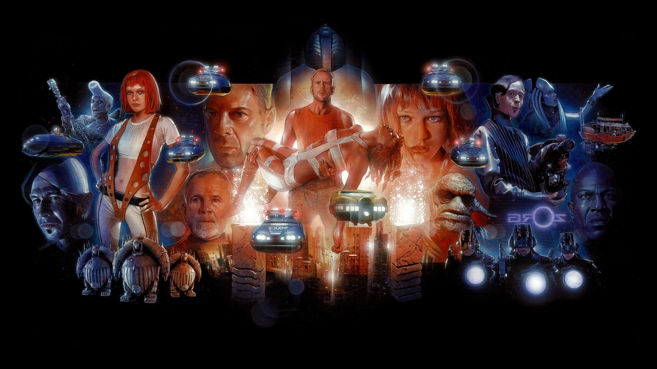 The Fifth Element Movies Milla Jovovich Science Fiction Luc Besson Bruce Willis Gary Oldman Leeloo 2160x1215