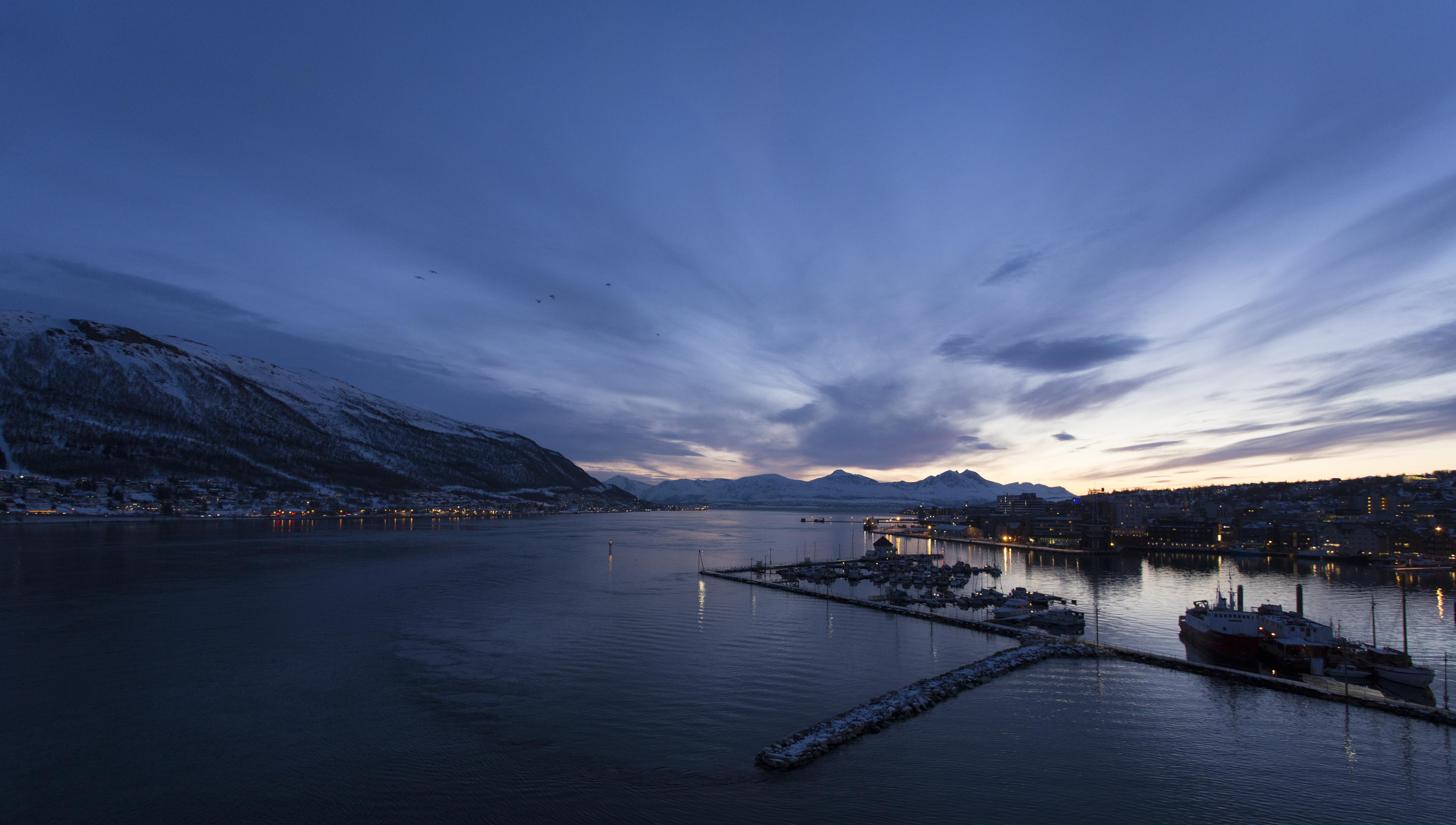 Norway Tromso Landscape Town Sky Mountains 5472x3102