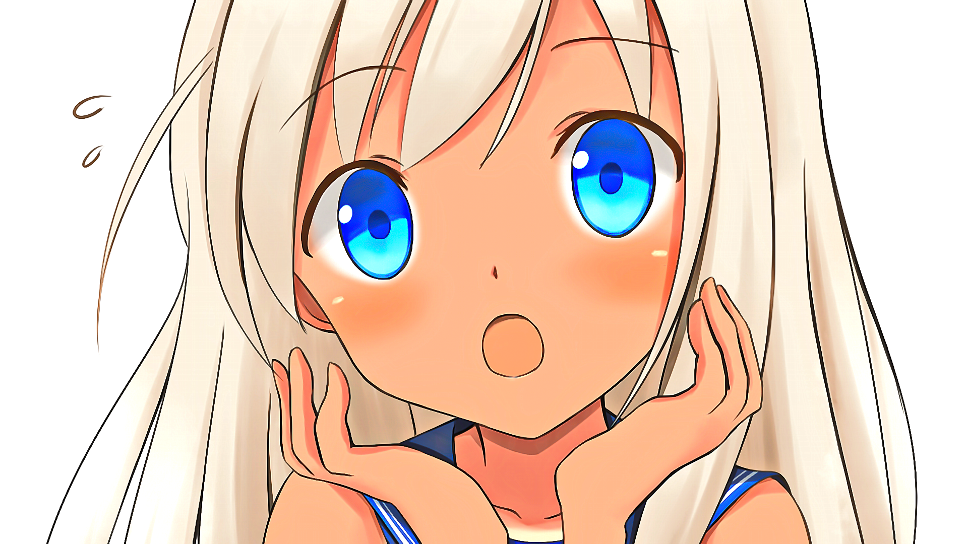 Anime Anime Girls Blonde Blue Eyes Long Hair Open Mouth White Background Looking At Viewer Ro 500 Ka 1920x1080