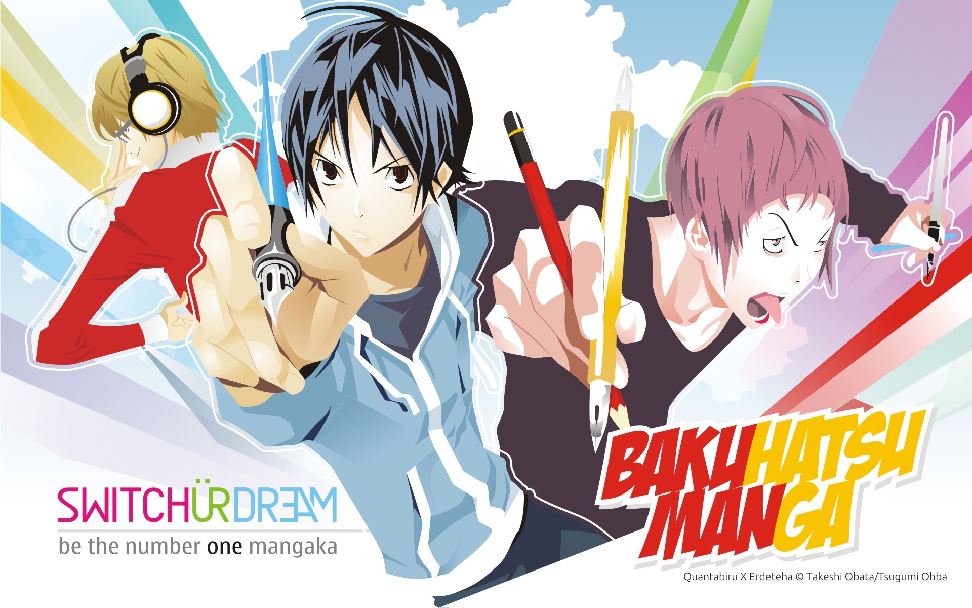 Bakuman Anime Boys Moritaka Mashiro Takagi Akito Niizuma Eiji 1920x1200