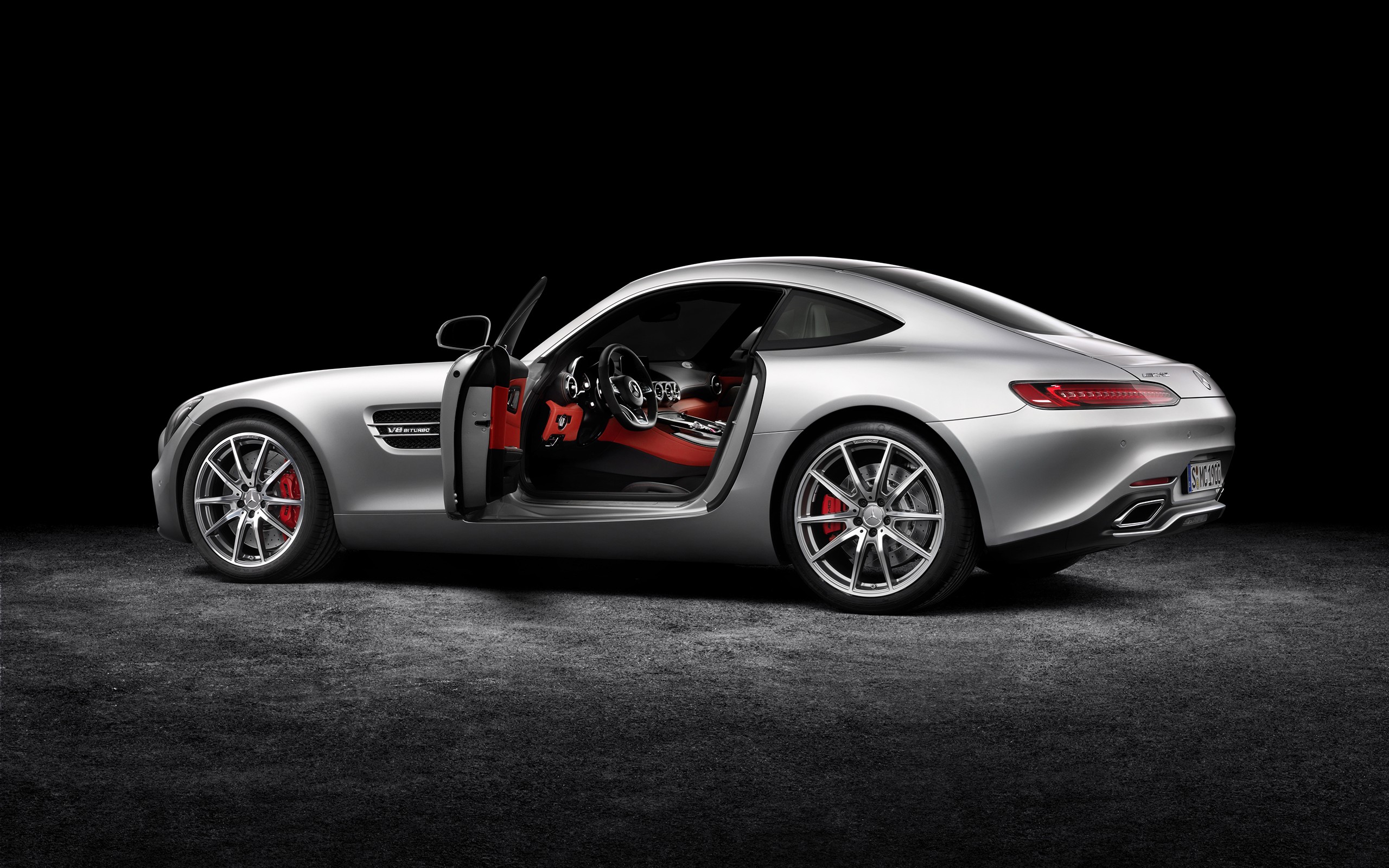Mercedes AMG GT Car Vehicle Simple Background Open Door Mercedes Benz Silver Cars 2560x1600