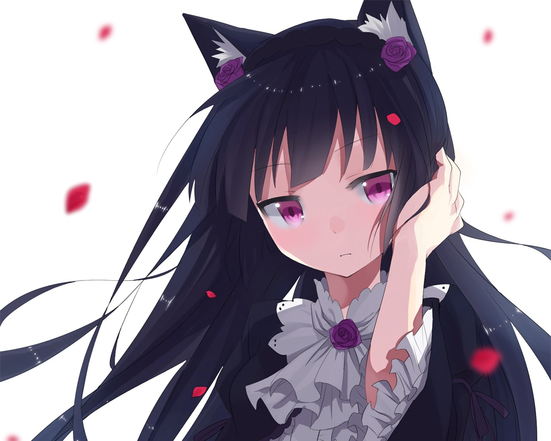 White Background Animal Ears Black Hair Cropped Gokou Ruri Long Hair Ore No Imouto Ga Konnani Kawaii 1800x1440