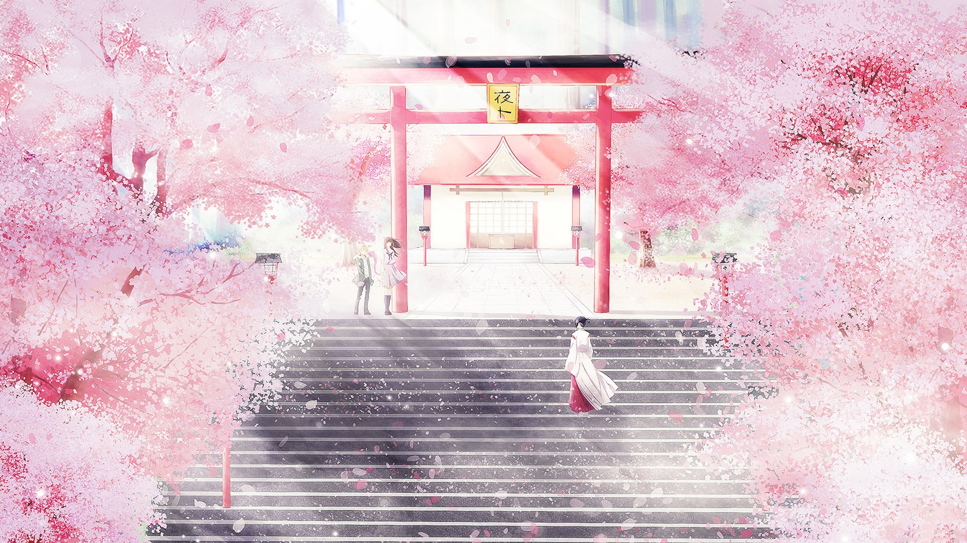 Noragami Cherry Blossom Cherry Trees Shrine Iki Hiyori 1920x1080
