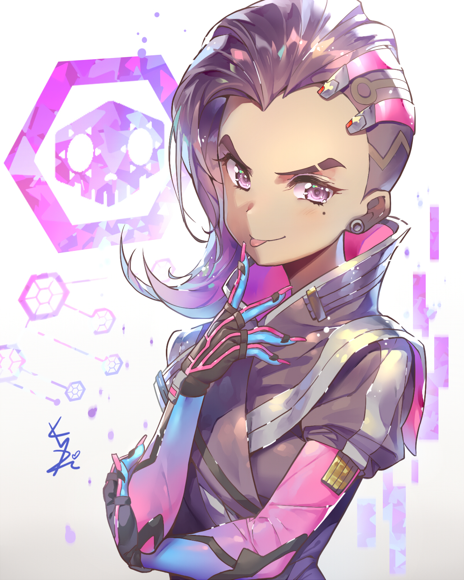 Anime Anime Girls Overwatch Sombra Overwatch Sombra Long Hair Purple Hair Purple Eyes 1600x2000