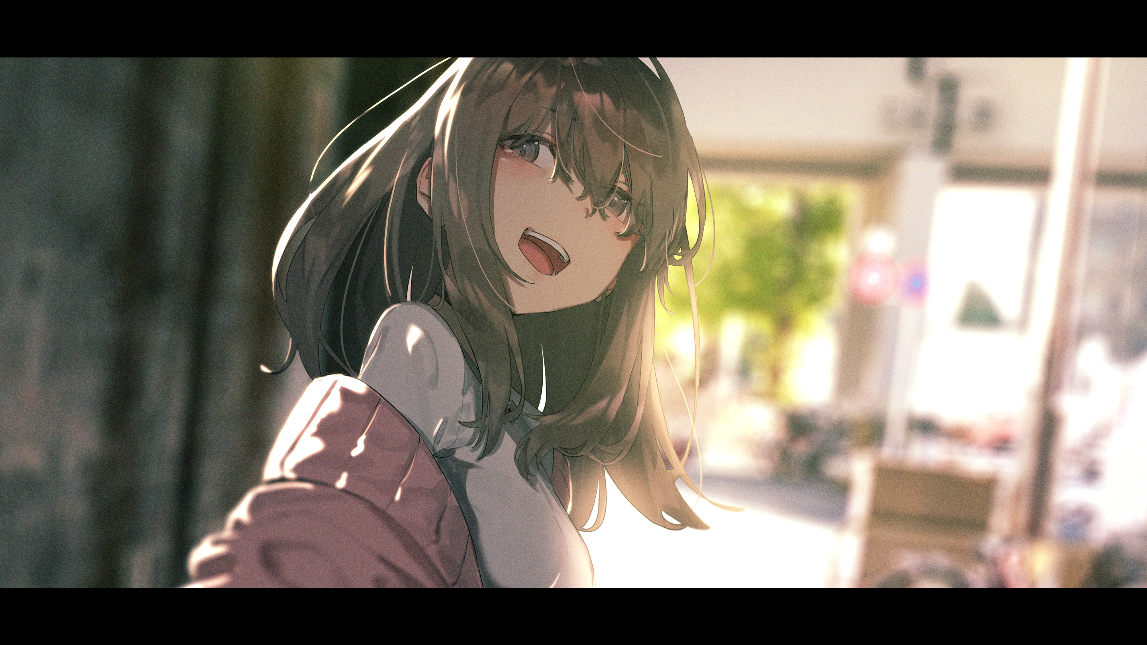 Women Brunette Looking At Viewer Open Mouth Smiling Happy Bokeh Portrait Anime Girls Original Charac 4026x2264