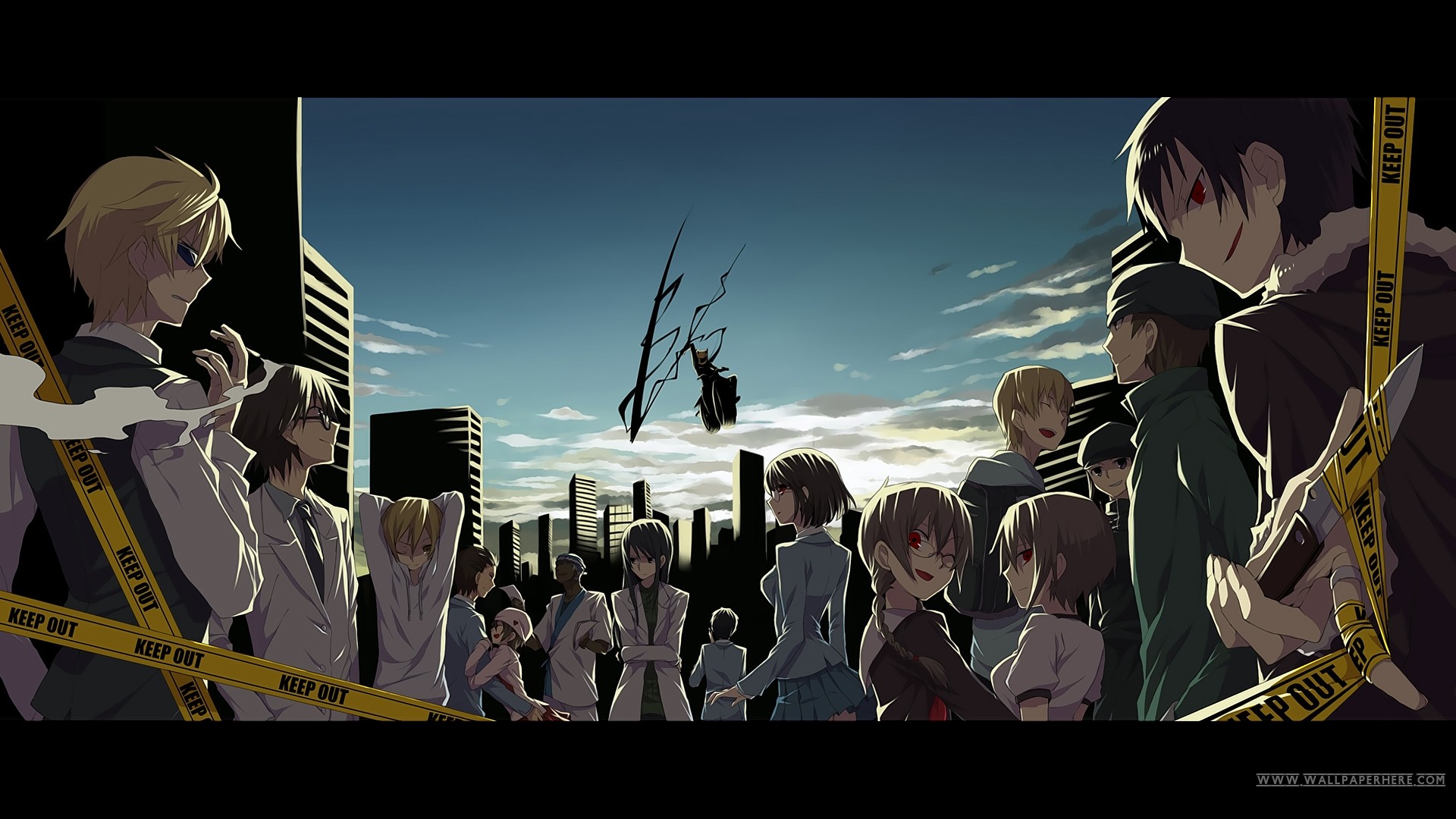 Durarara Orihara Izaya Heiwajima Shizuo Police Tape Kida Masaomi Ryuugamine Mikado 1920x1080