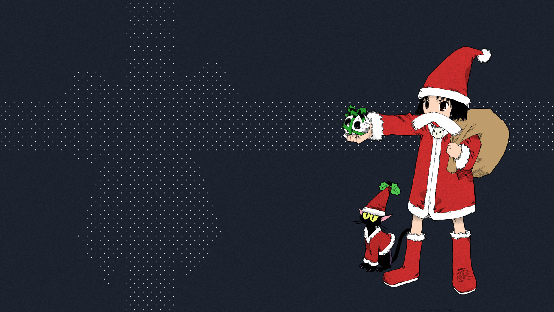 Majimoji Rurumo Christmas Anime Manga Anime Girls Skull Watanabe Wataru Short Hair Black Hair Santa  1920x1080