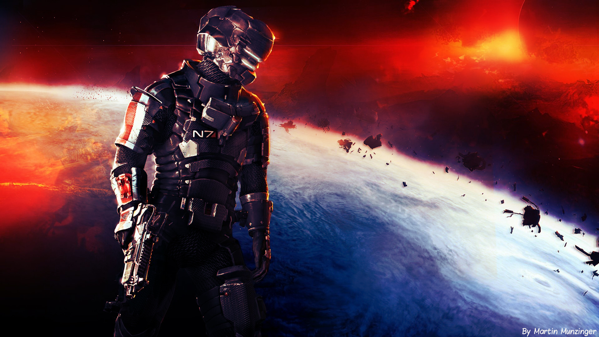 Dead Space 2 Edited Surreal Colorful Techno Punk Mass Effect N7 1920x1080