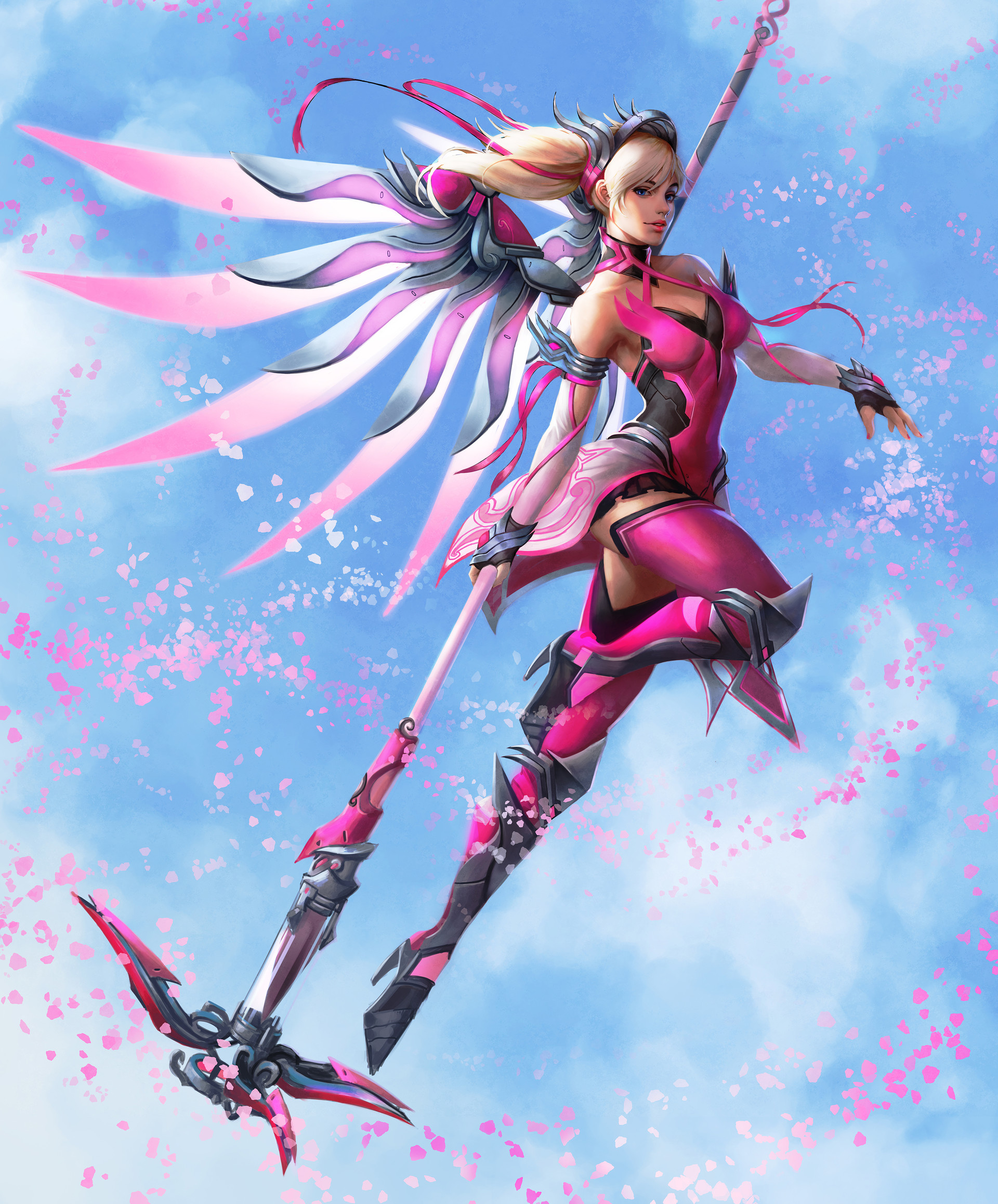 Overwatch Mercy Mercy Overwatch Wings Blonde Pink Mercy Overwatch 1920x2317