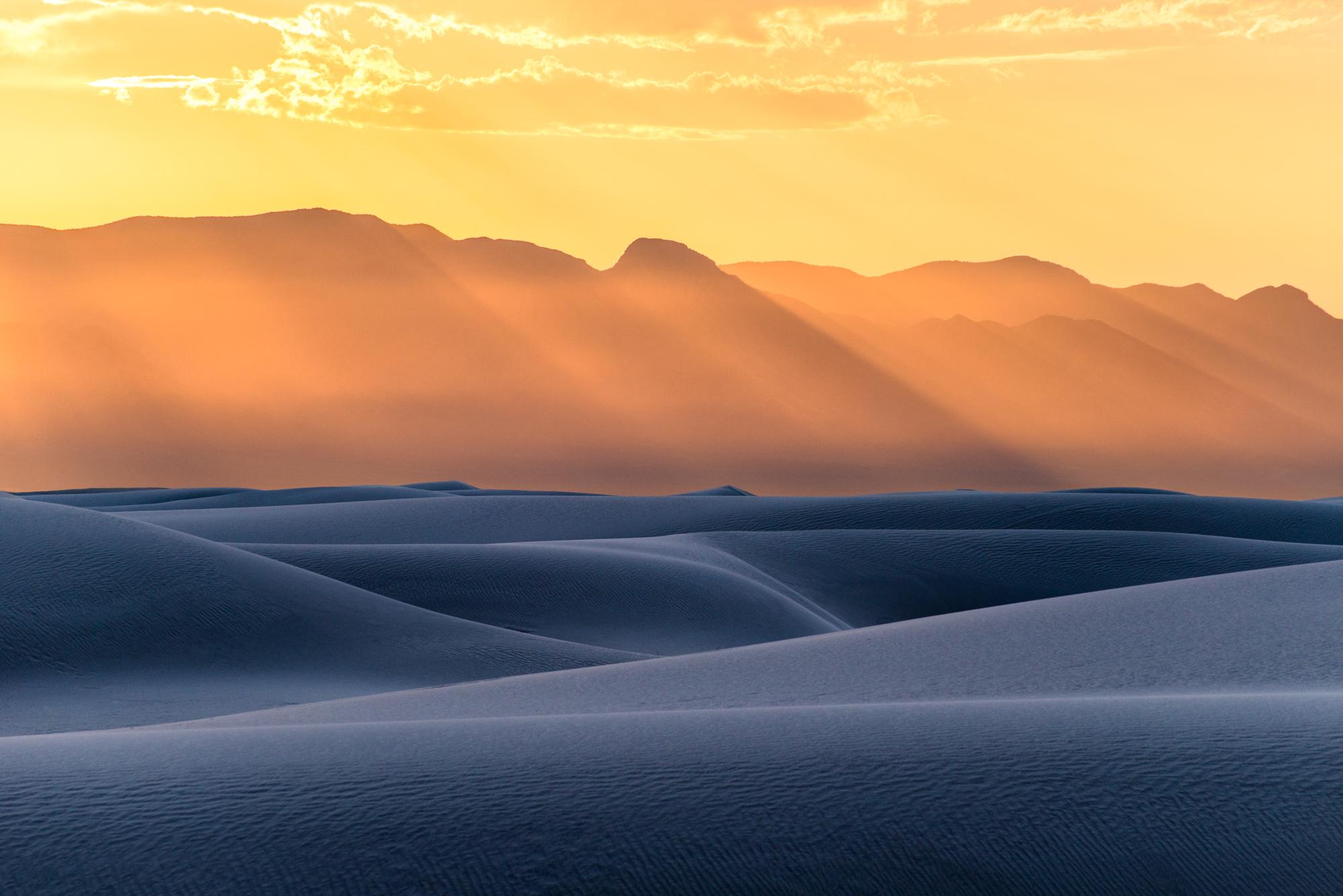 Sun Rays Dunes Landscape Nature Sunset New Mexico Desert 2000x1335