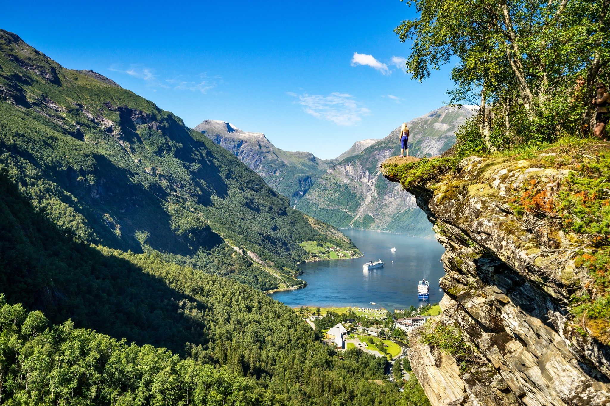 Mountains Rock Norway Panorama Fjord Alesund Geiranger Geirangerfjord River Nature 2048x1365