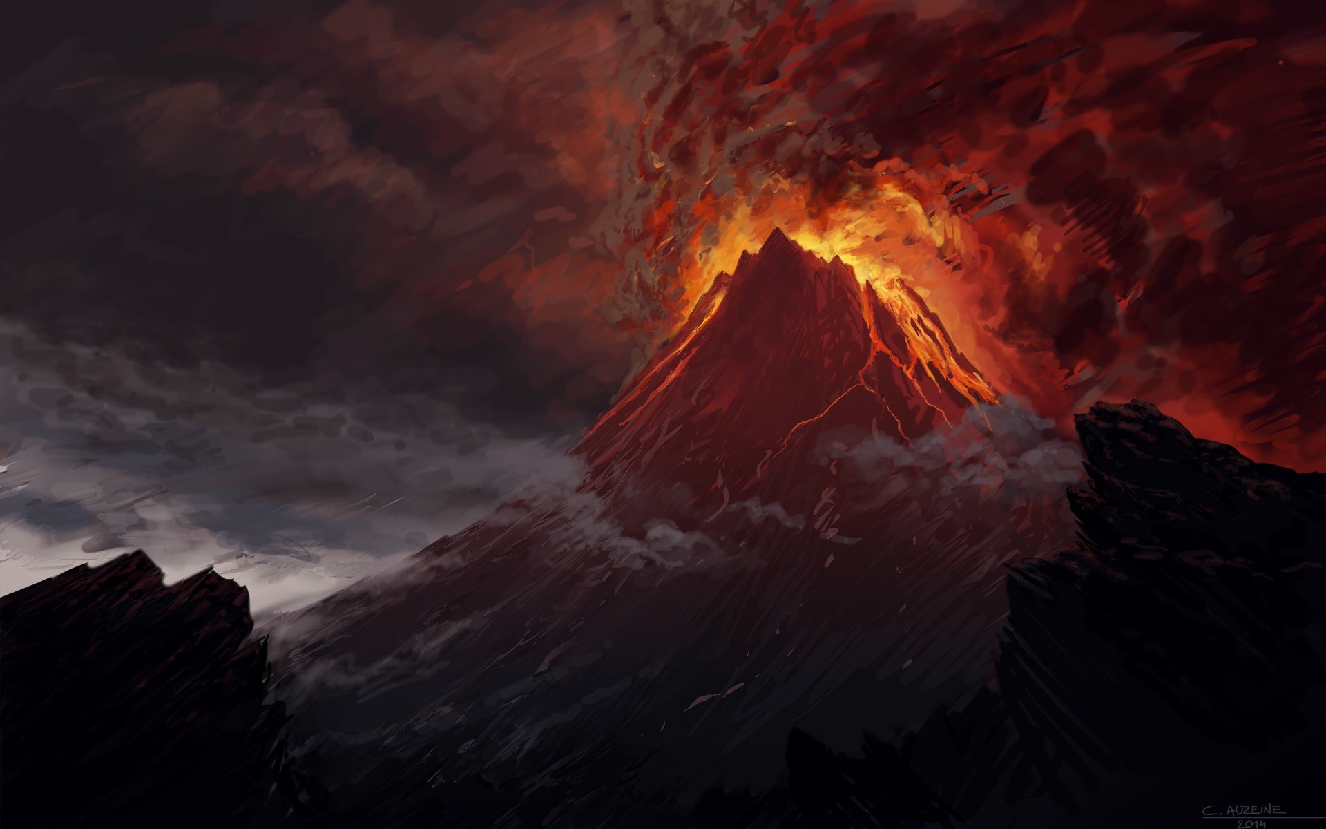 Mount Doom Volcano The Lord Of The Rings Artwork Lava Mordor 1920x1200