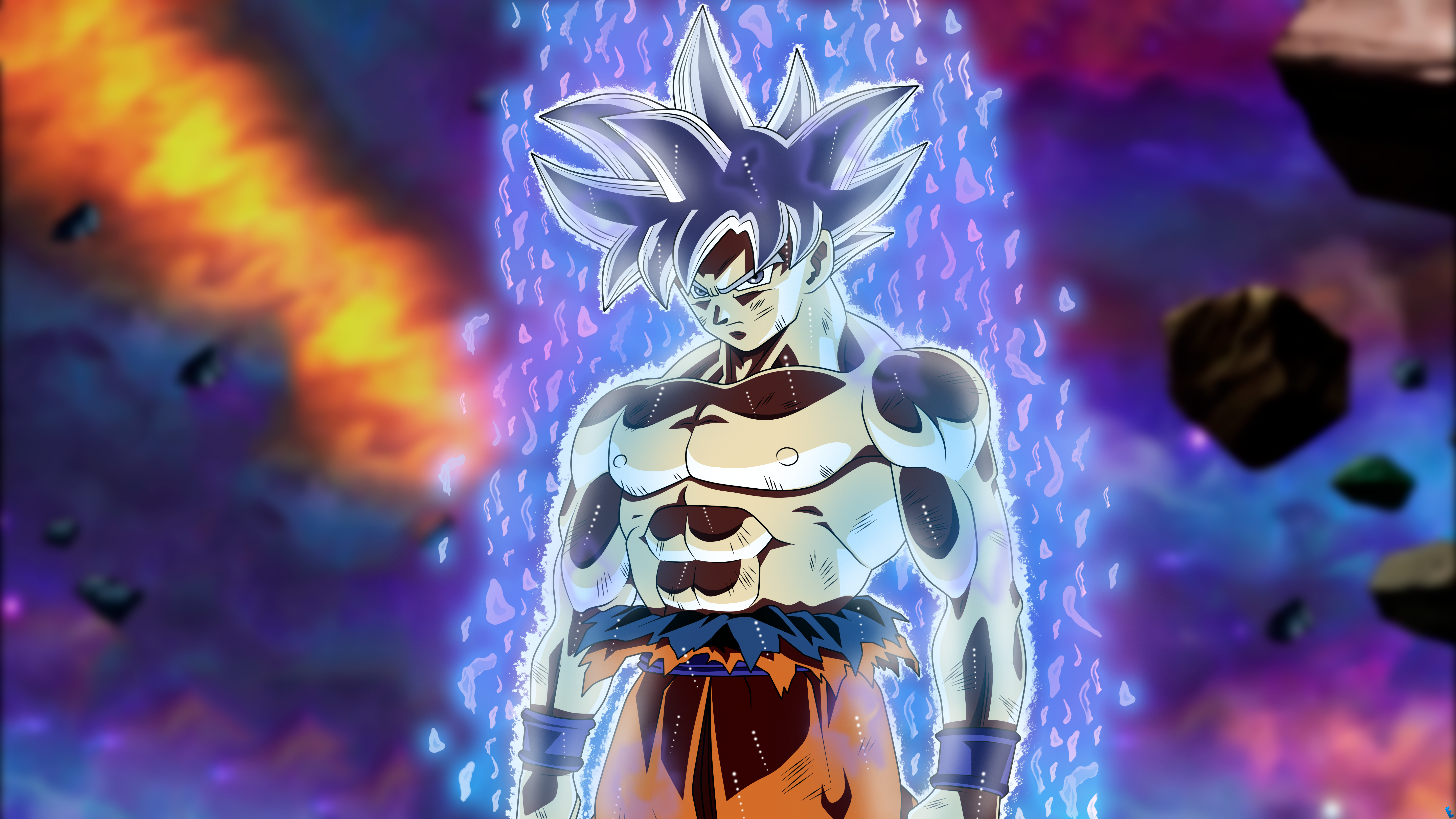 Son Goku Ultra Instict Mastered Ultra Instinct Ultra Instinct Goku Saiyan Grey Hair Gray Eyes Dragon 5760x3240