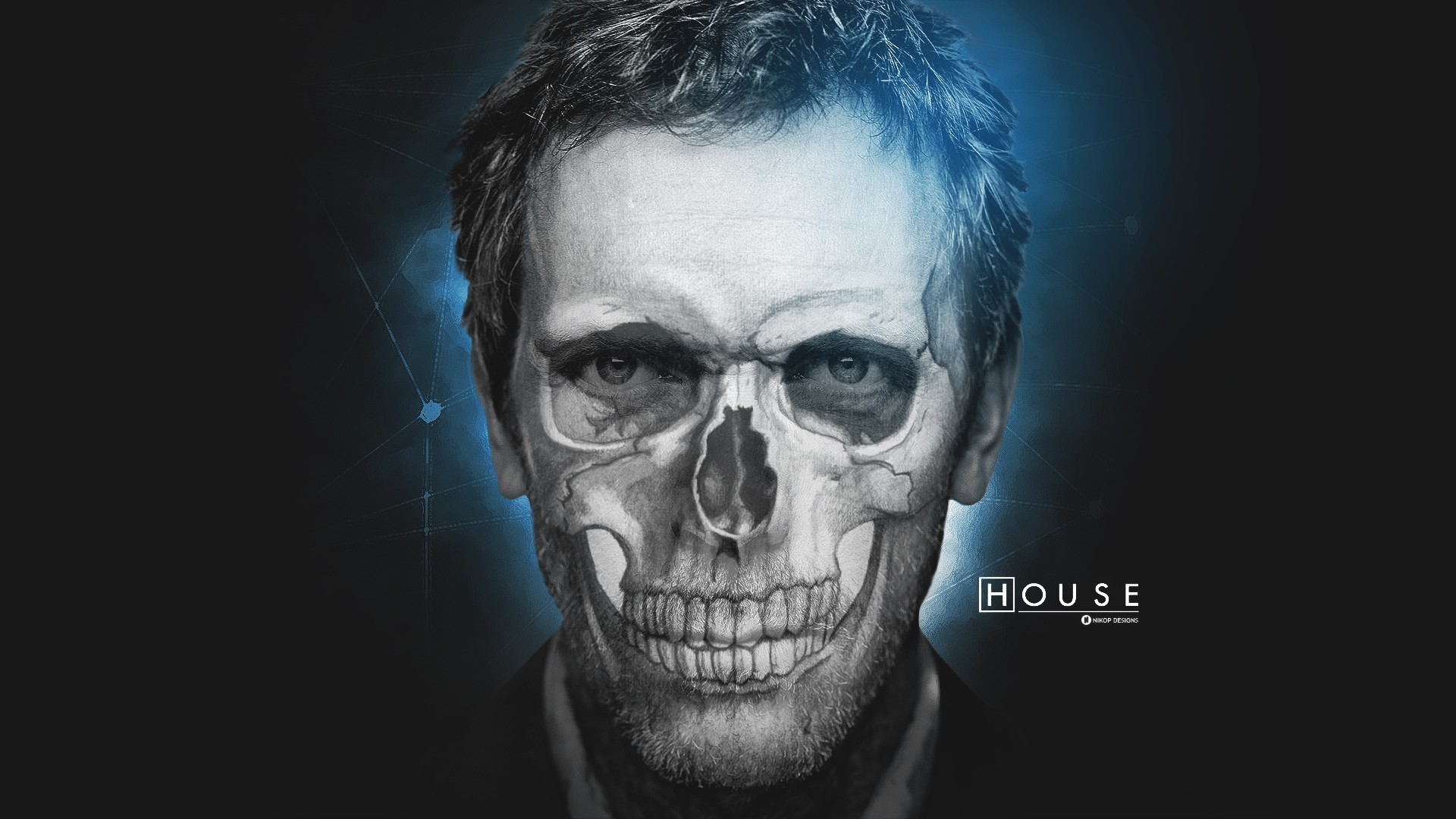 House M D Skull Face Gregory House Blue 1920x1080