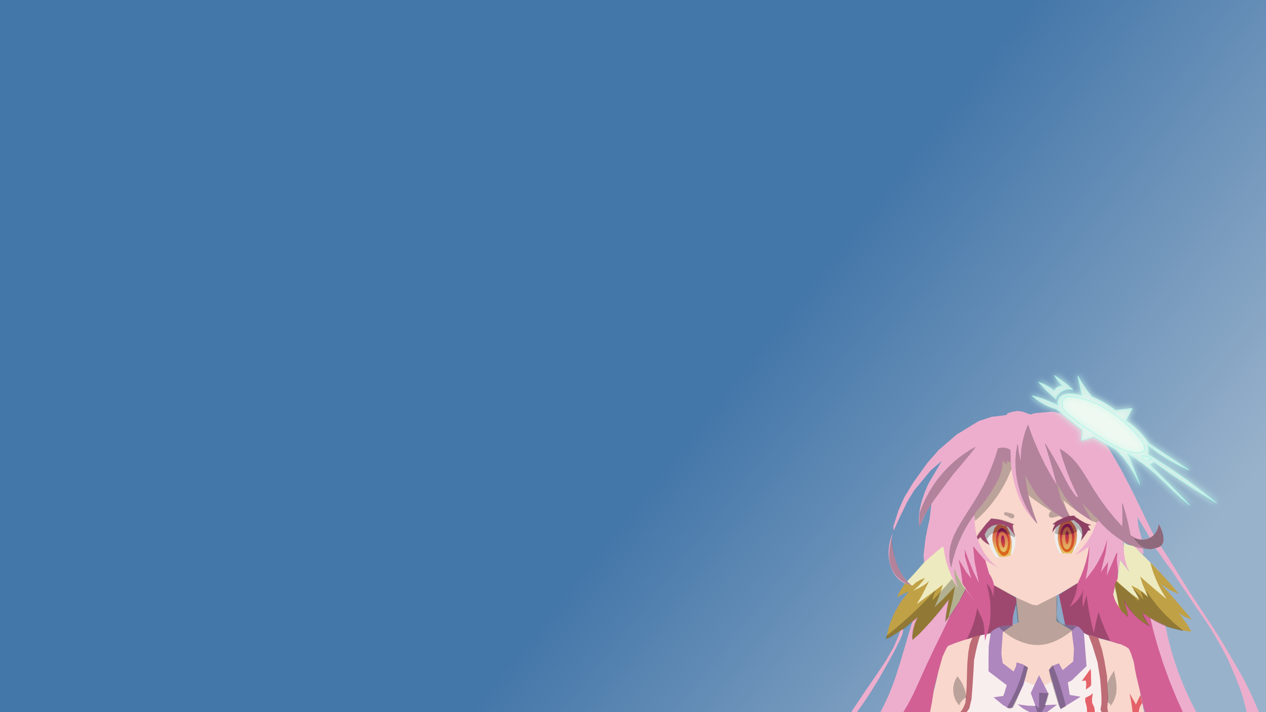 Anime Anime Girls White Skin Simple Background No Game No Life Jibril Blue Pink Hair Minimalism Red  2560x1440