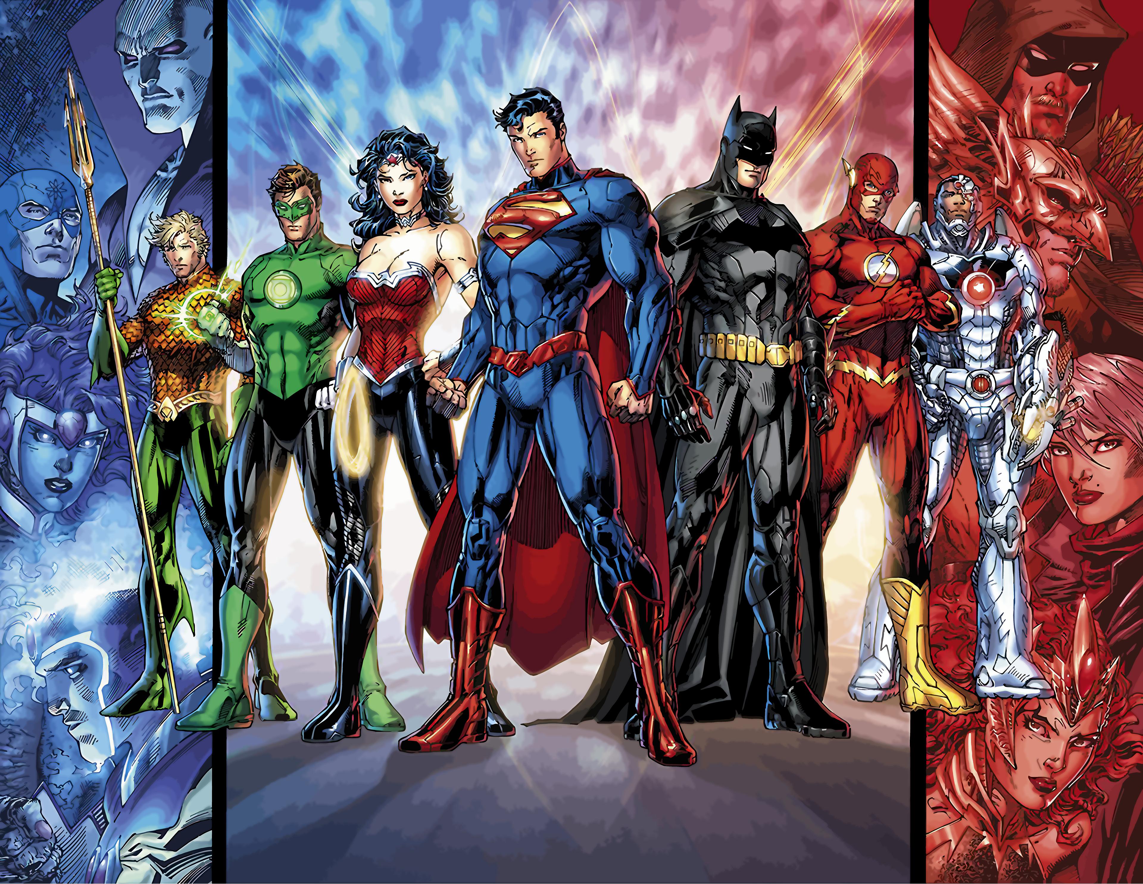 DC Comics Justice League Superman Batman Flash Cyborg DC Comics Wonder Woman Green Lantern Aquaman H 3840x2970
