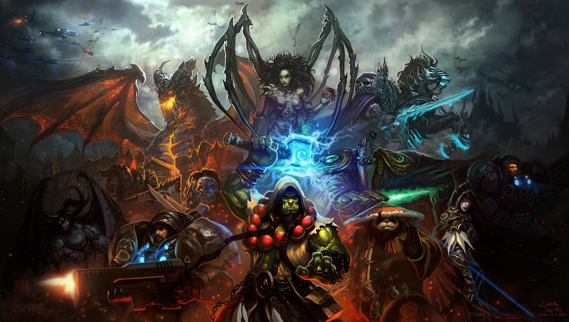 StarCraft Warcraft Sarah Kerrigan Elves Thrall Zeratul Heroes Of The Storm Video Games 1920x1086