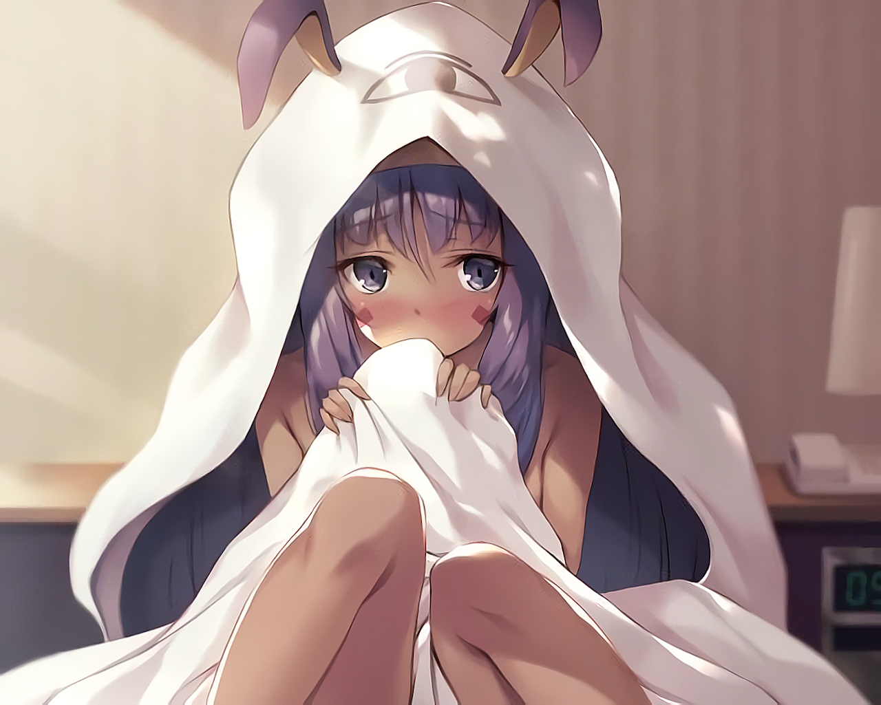 Blushing Bunny Ears Cropped Fate Grand Order Fate Series Long Hair Nitocris Fate Grand Order Purple  1280x1025