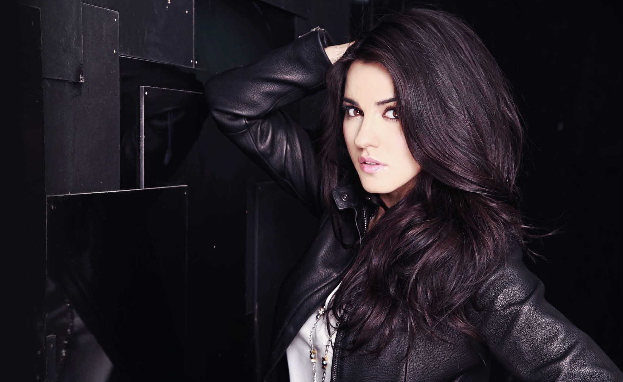 Maite Perroni Brunette Latinas Women Leather Clothing Jacket Hands On Head Actress Mexican Model Lea 2090x1283