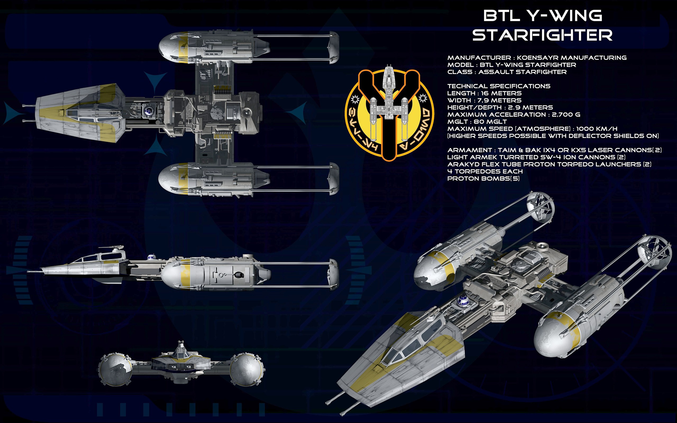 Star Wars Y Wing Infographics 2560x1600