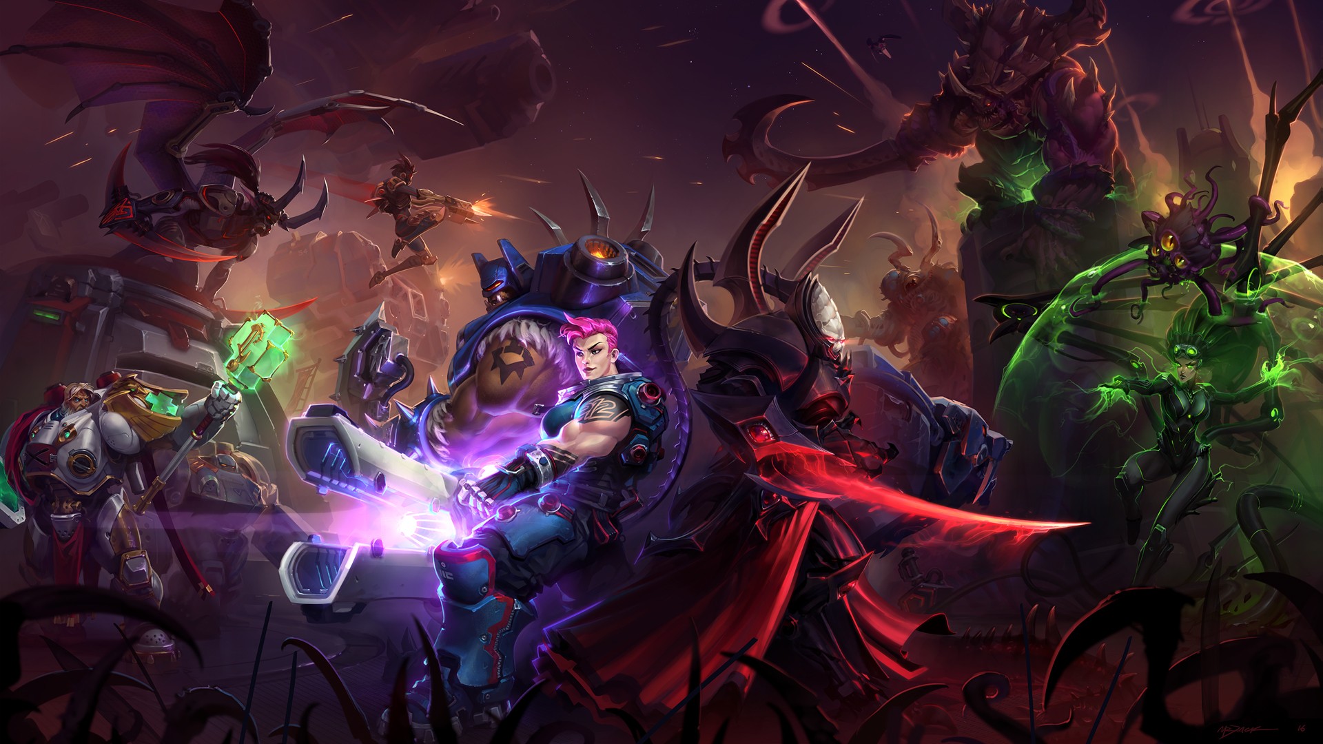 Heroes Of The Storm Zarya Overwatch Alarak Starcraft Rexxar Illidan Stomrage Warcraft Queen Of Blade 1920x1080