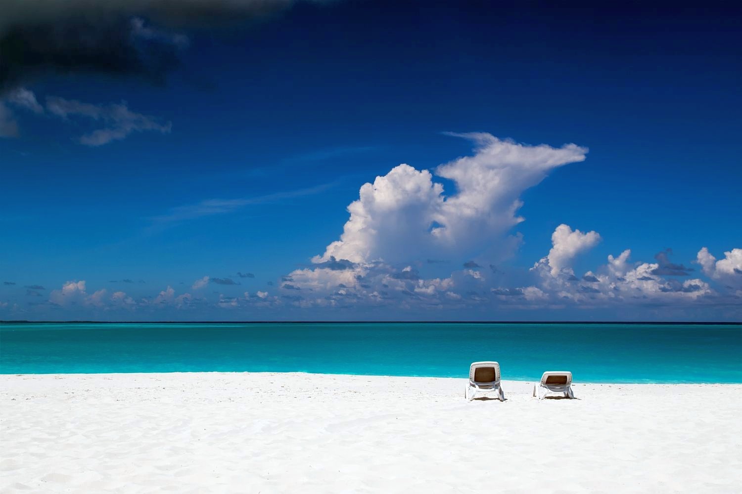 Nature Photography Landscape Beach Tropical Chair Sea Sand Clouds Caribbean Relaxing 1500x1000