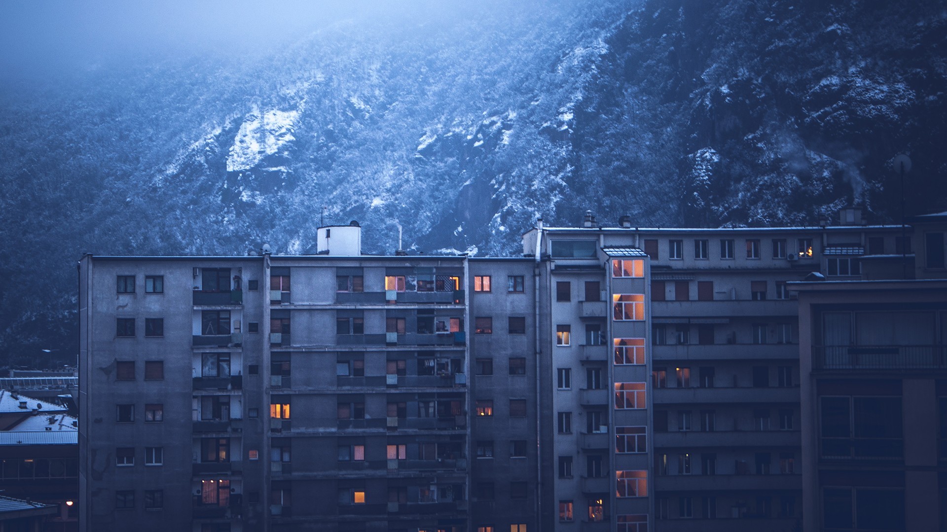 Building City Dark Block Of Flats 1920x1080