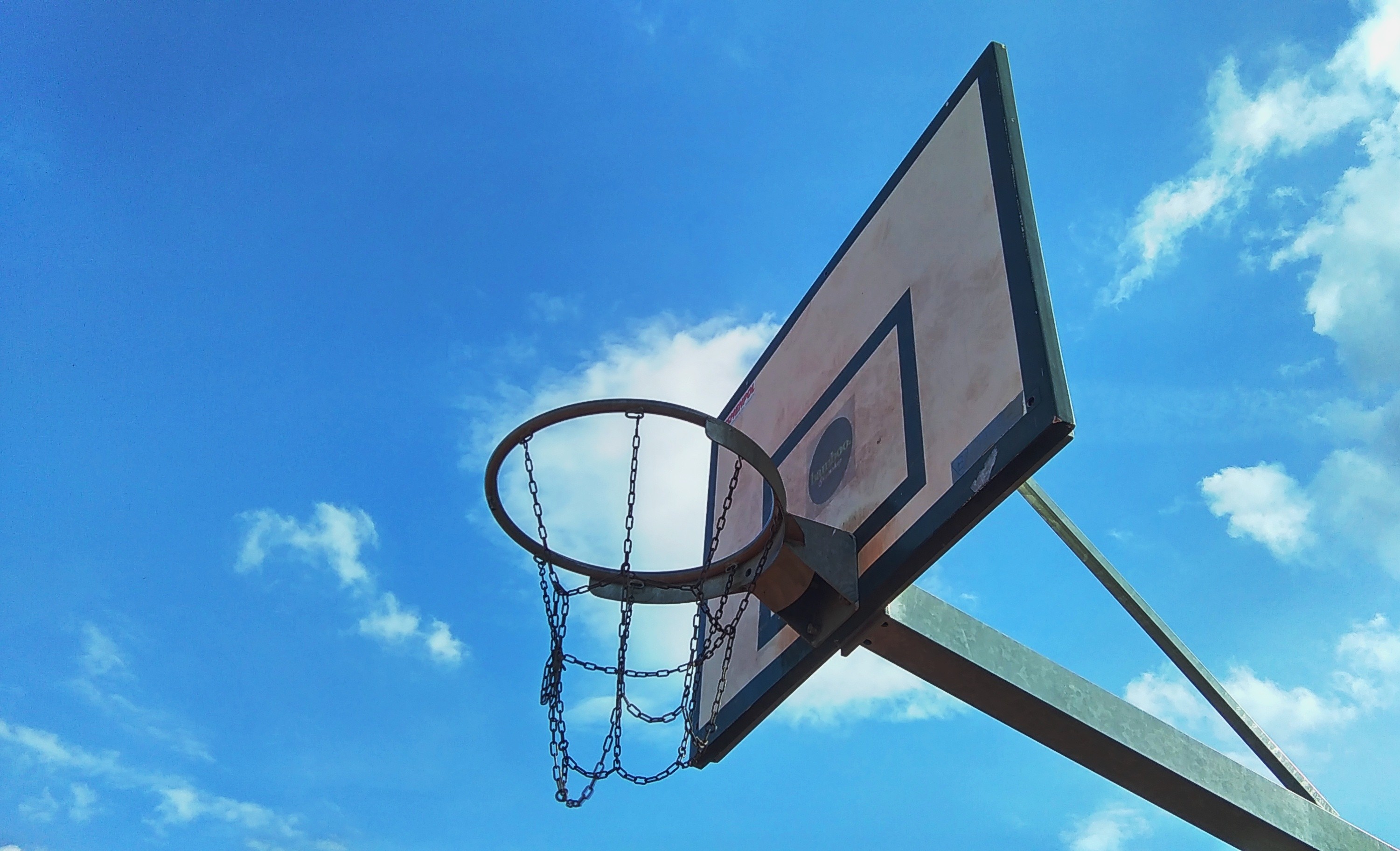 Basketball Sky Clouds Outdoors Cyan Hoop Chains 3001x1824