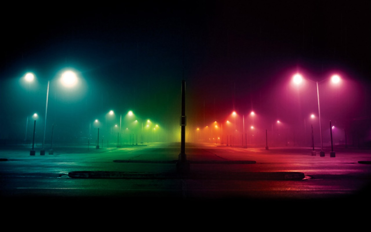 Photography Spectrum Colorful Lights Street Symmetry Night Street Light 1280x800