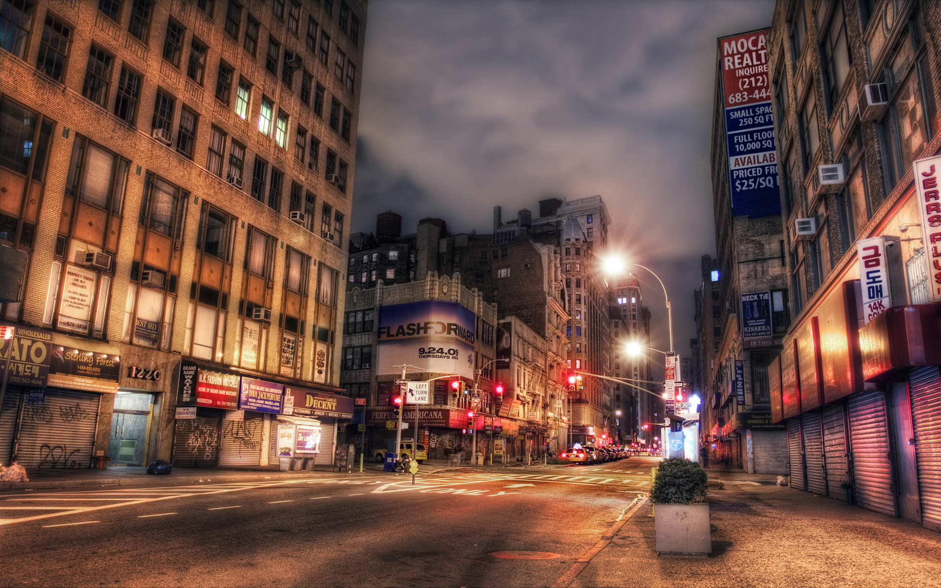 City Architecture Building Place Night Light Street Road HDR New York Broadway 1920x1200